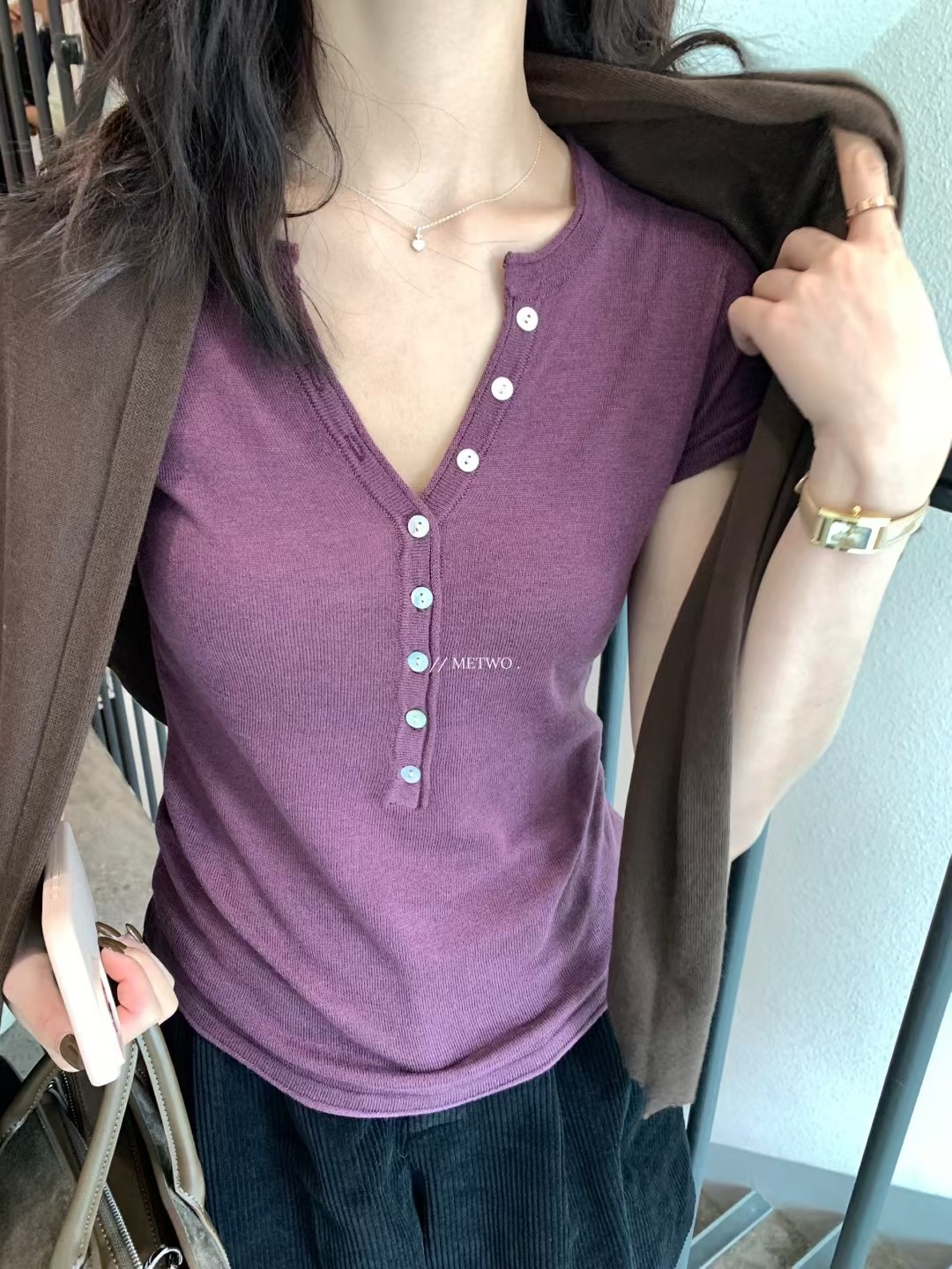 紙片人5色紐扣針織19