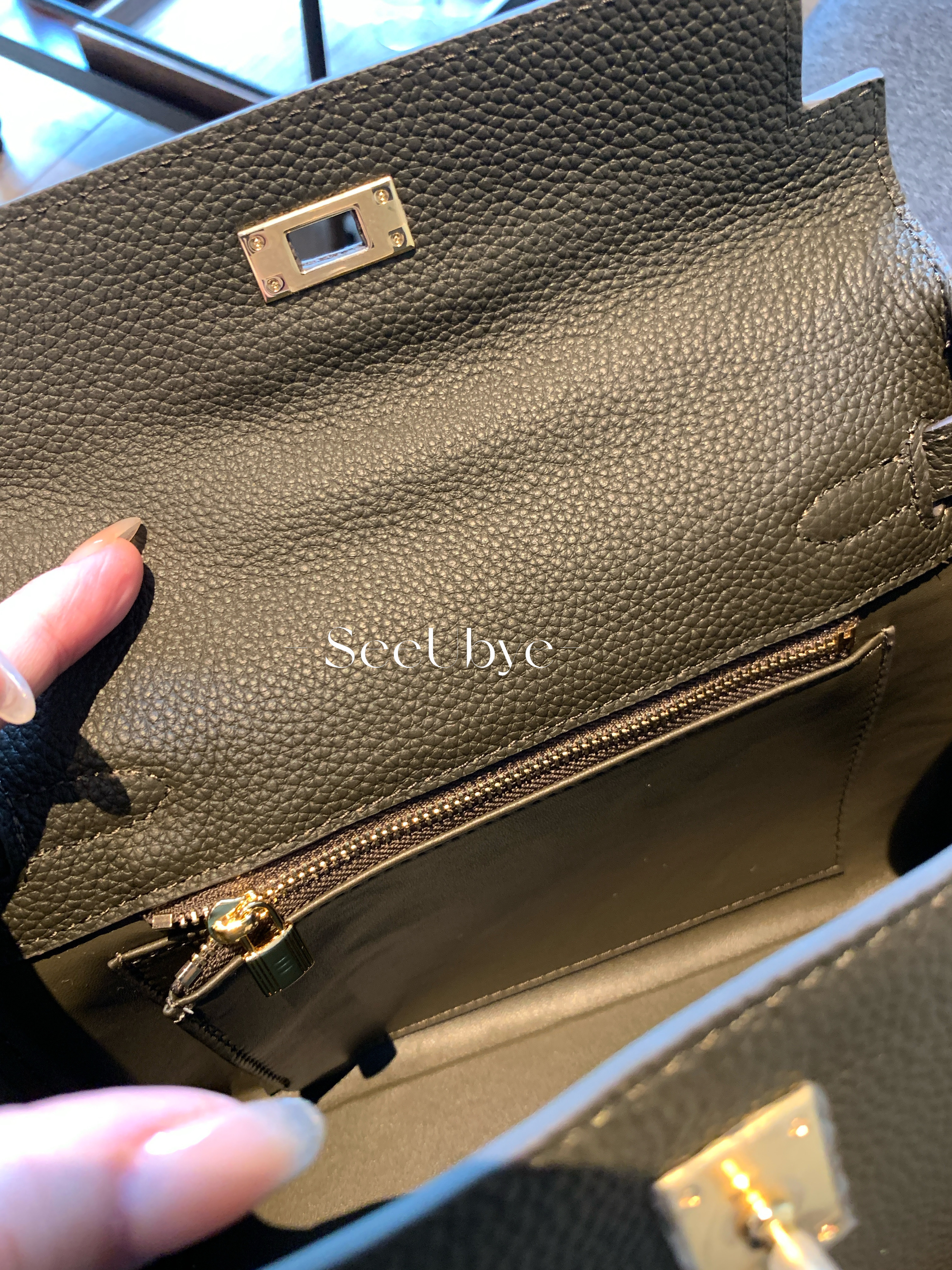 🫒橄欖綠牛皮kelly配跨肩帶8