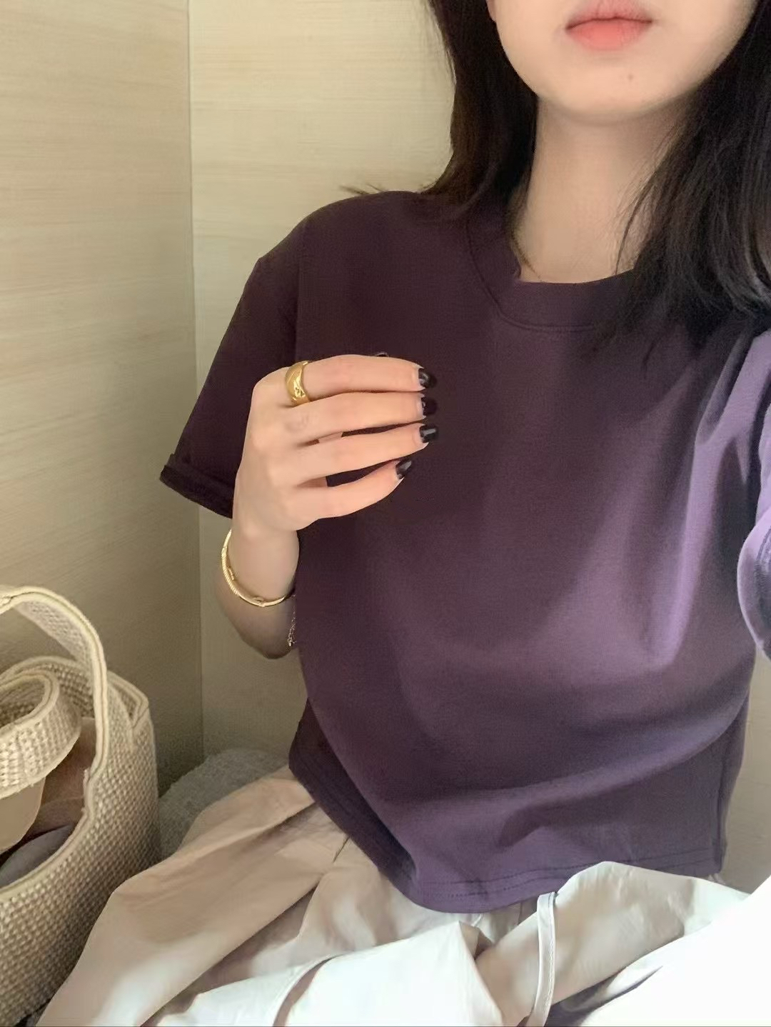 正肩100%純棉短tee15