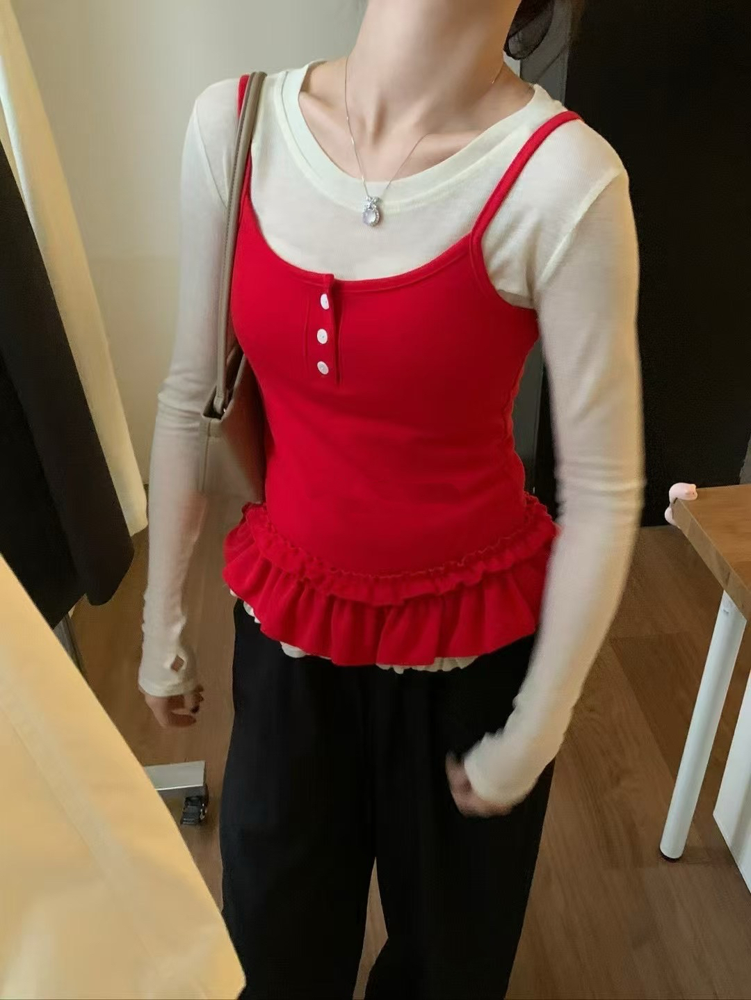 木耳邊韓系真兩件套10