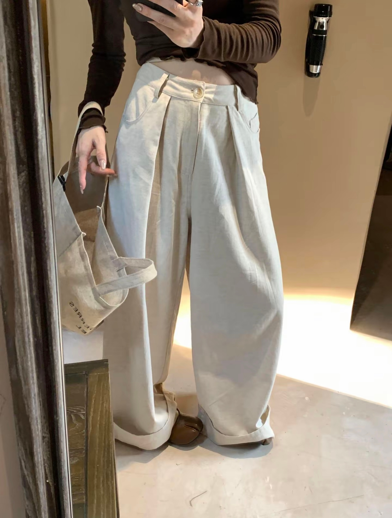 高品質鬆弛麻褲1