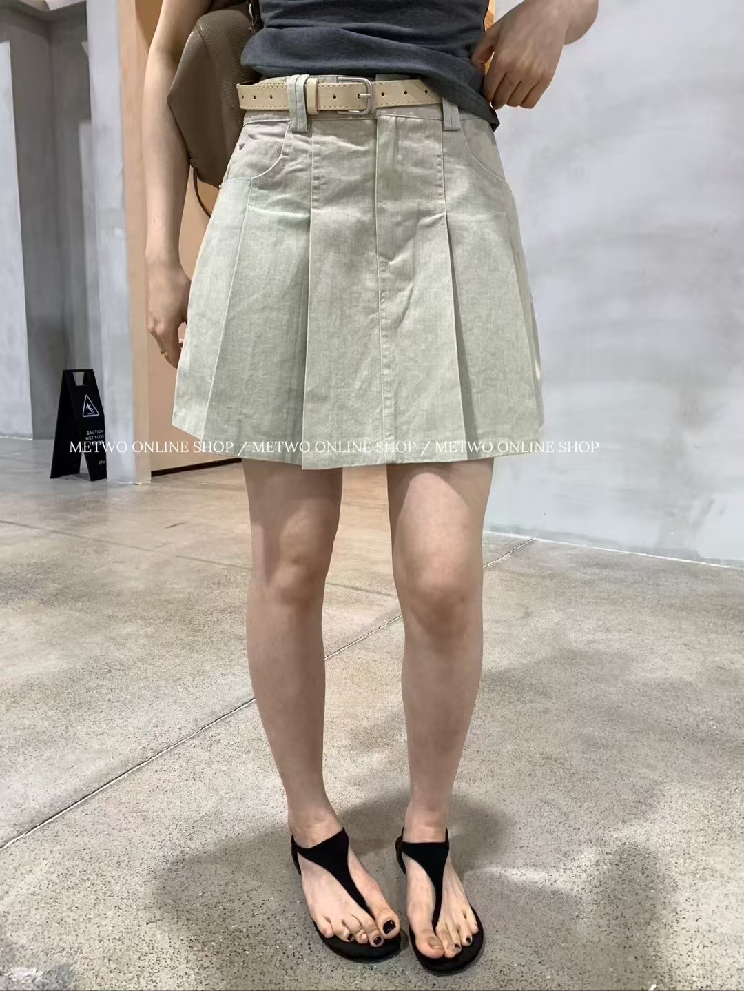 百褶水洗棉短裙16