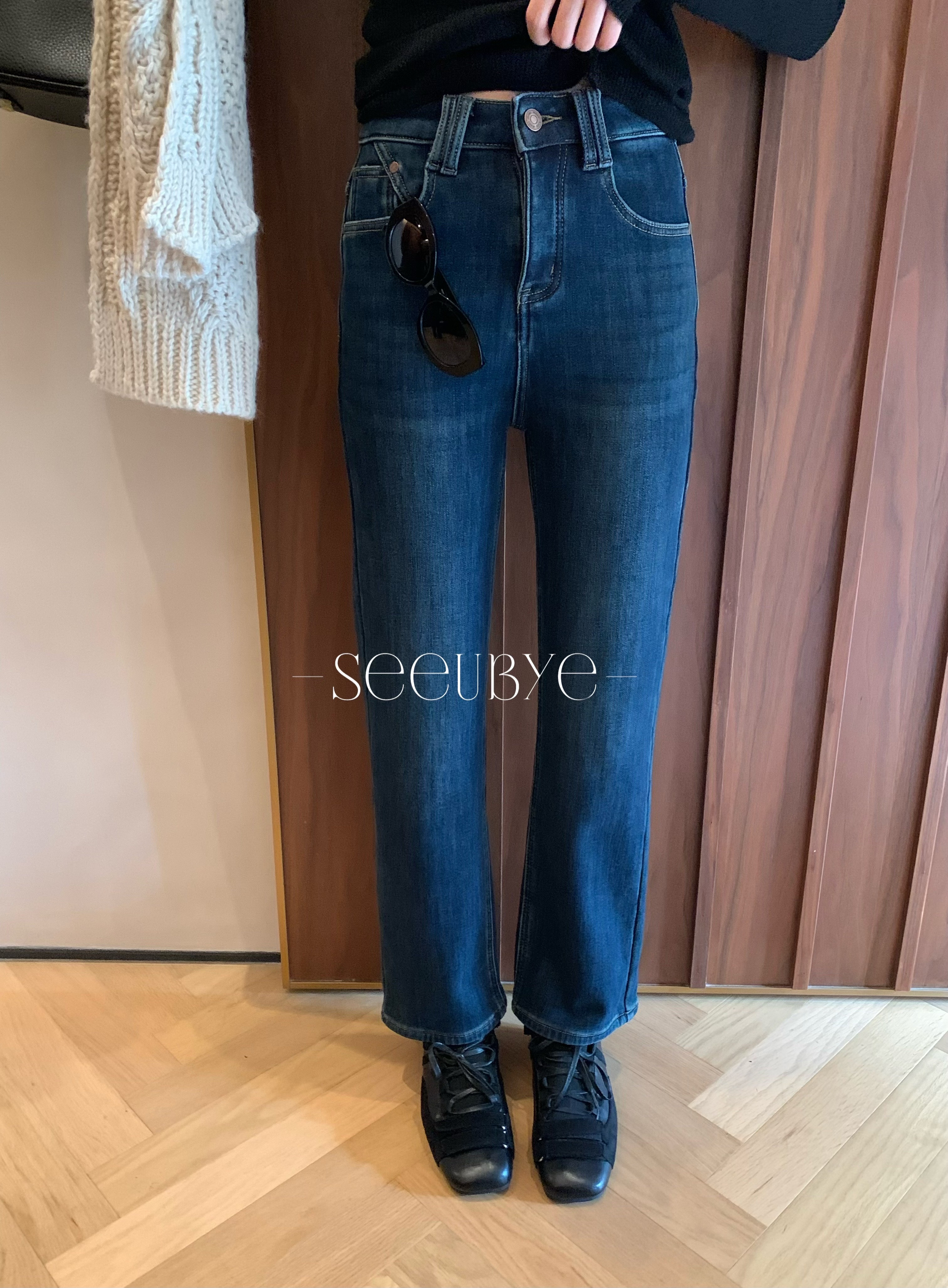 加絨牛仔直筒神褲6