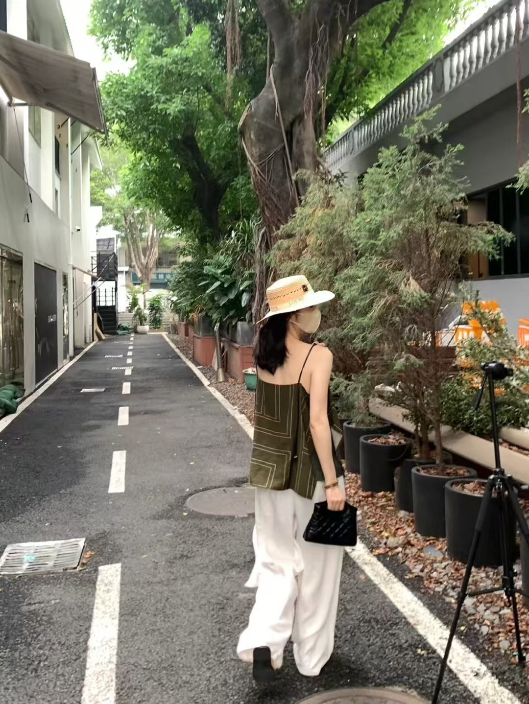 系帶白色飄飄褲1