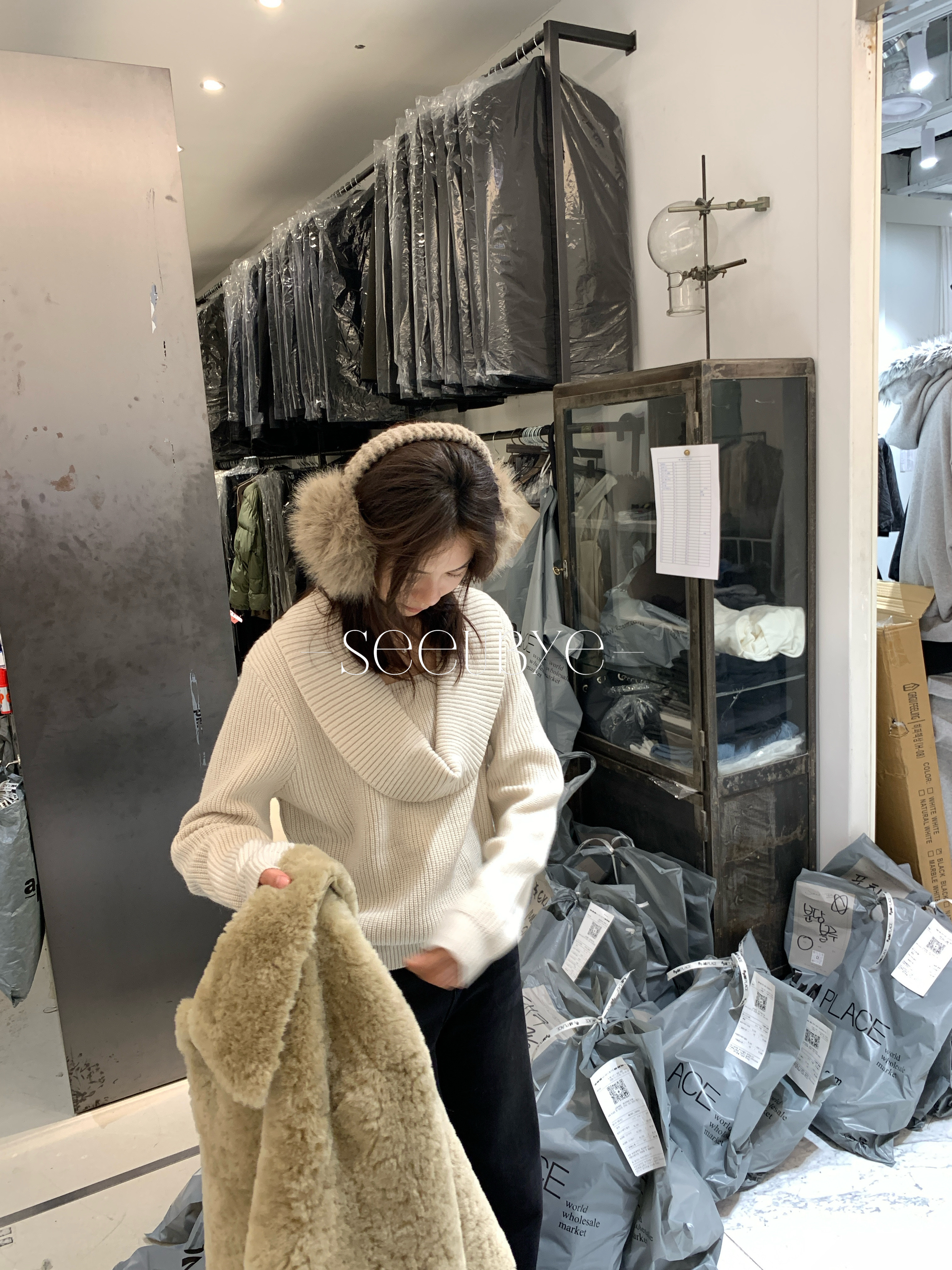 一件柔霧turn down collar 毛衣5