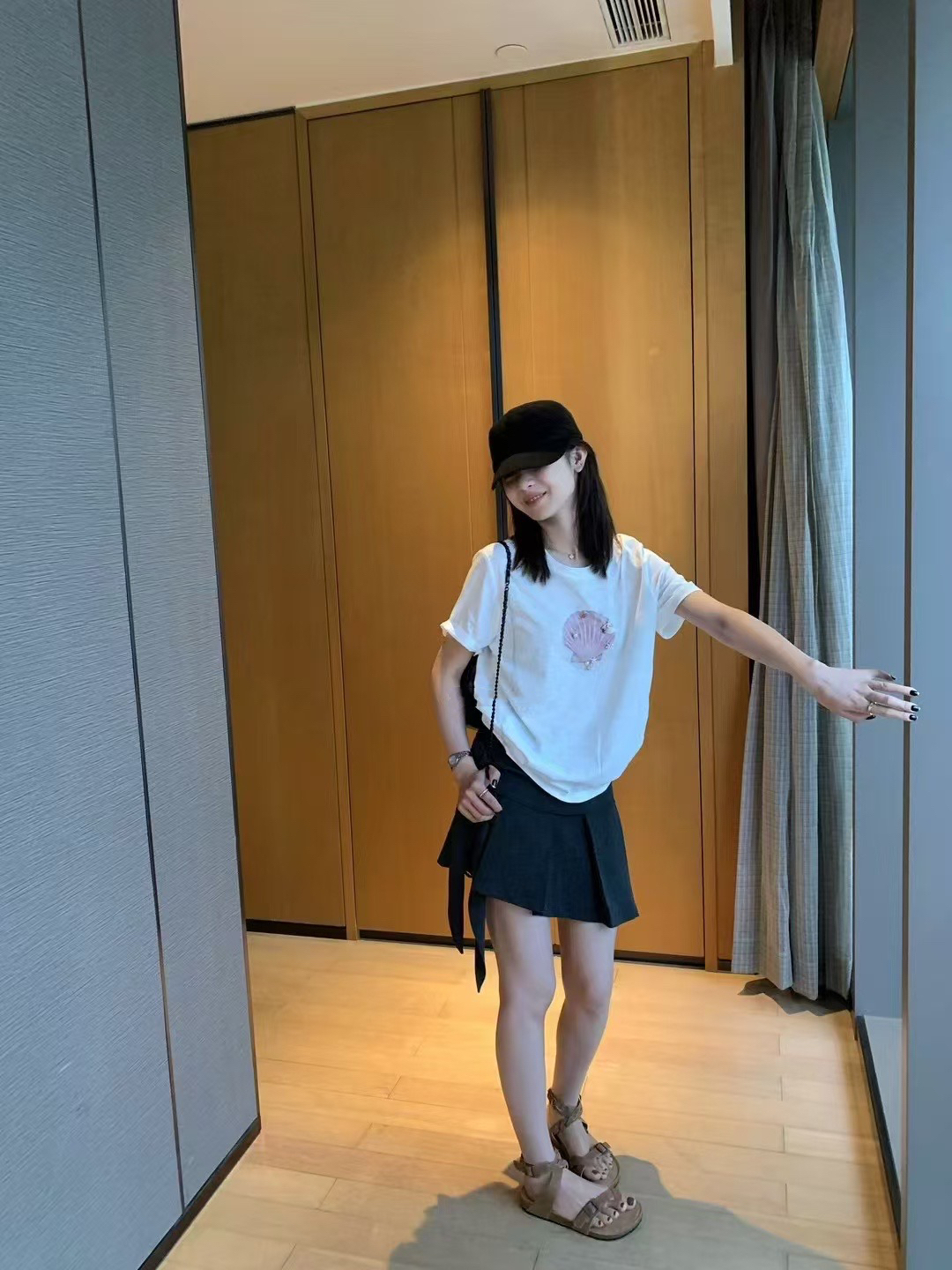 綁帶側邊百褶短裙9