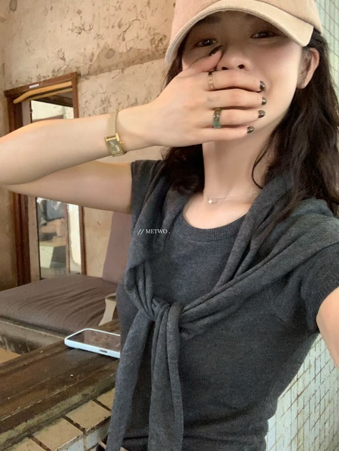 兩件套短袖帶披肩6