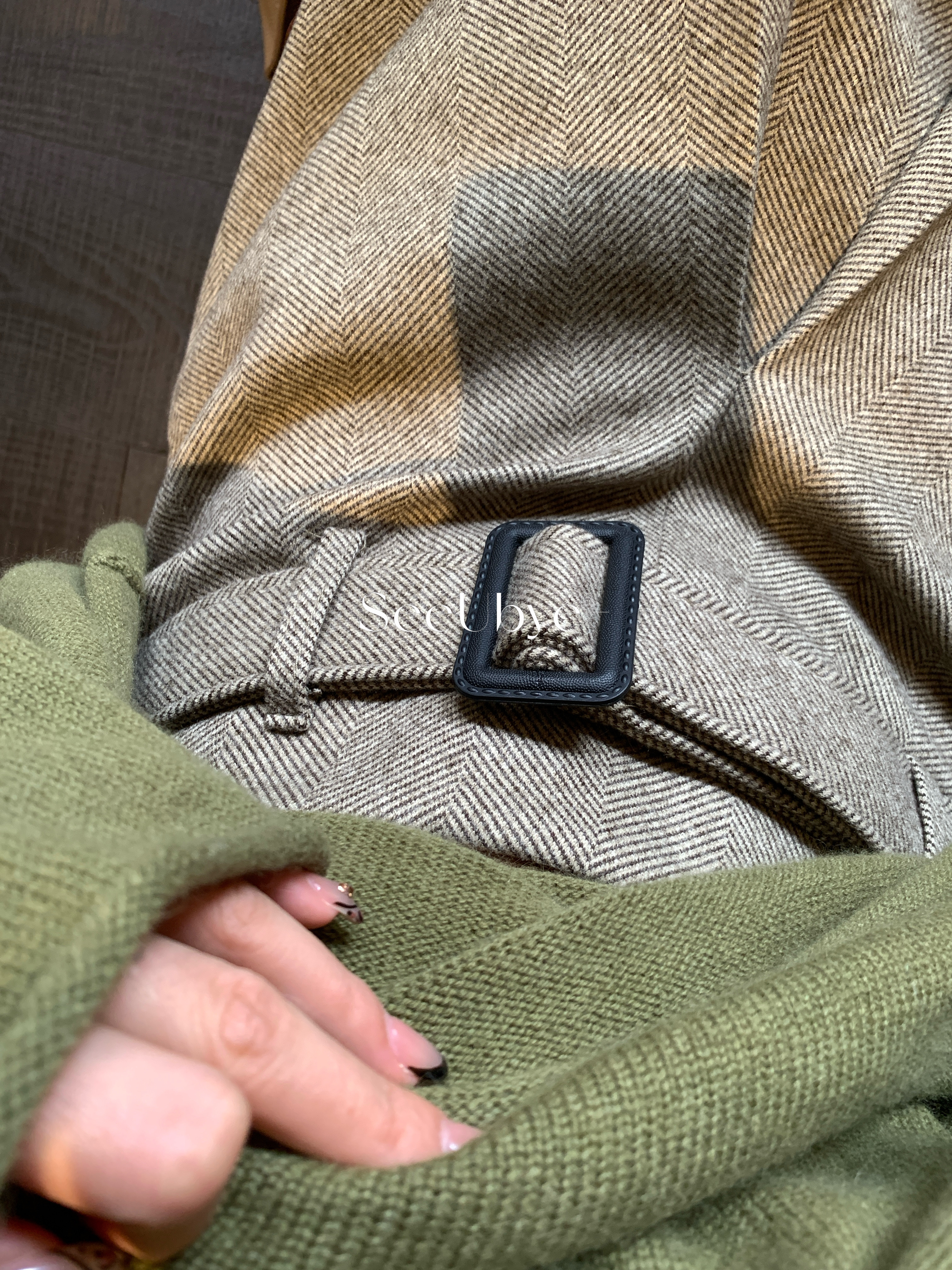 復古人字紋中分毛呢群8