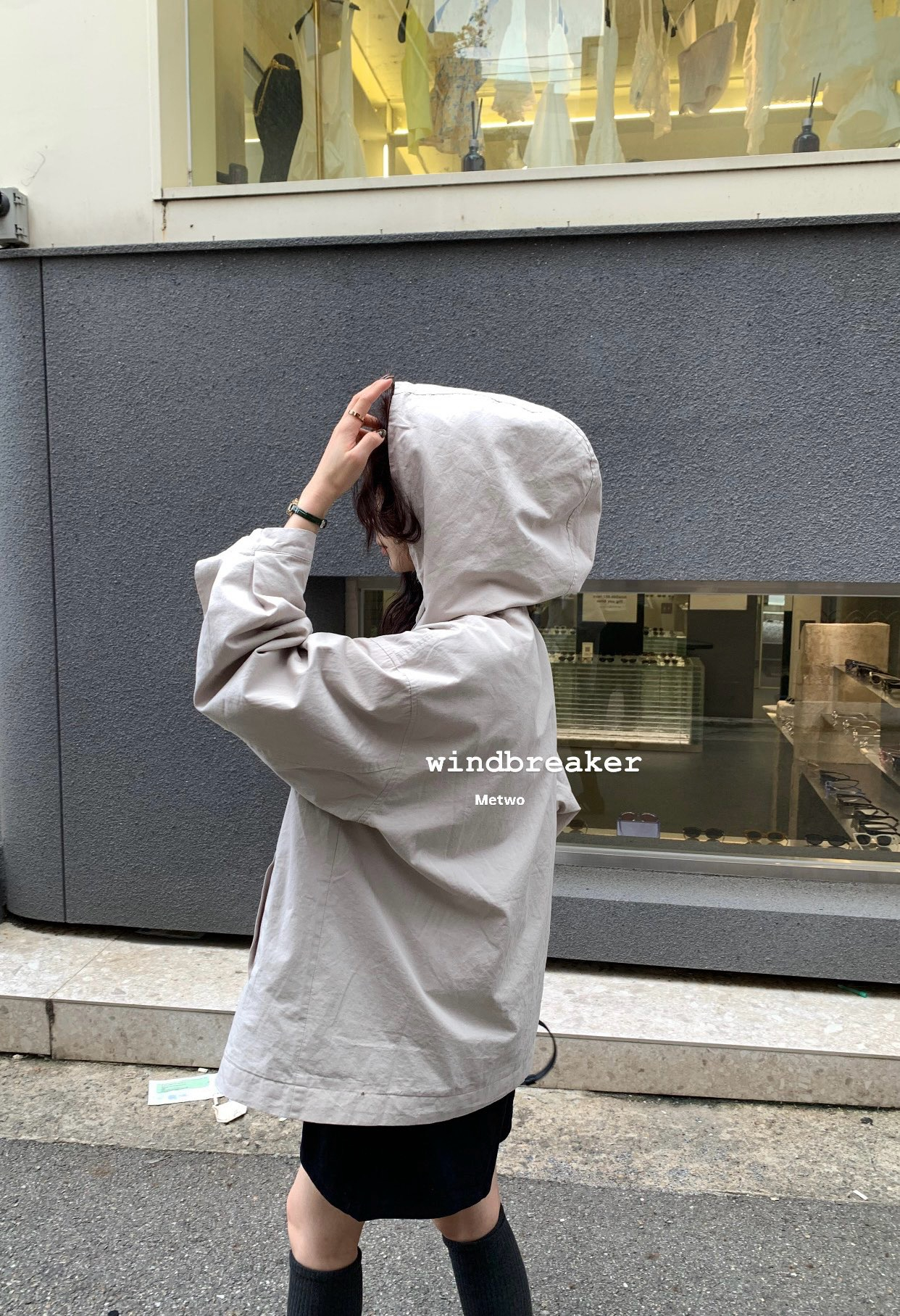 美式拼條紋衝鋒衣1