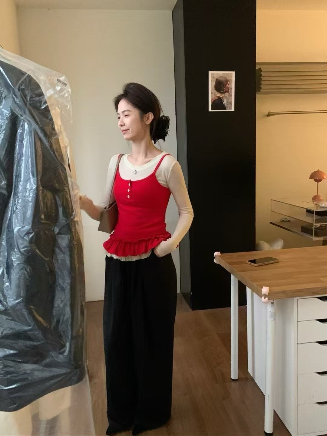 木耳邊韓系真兩件套3