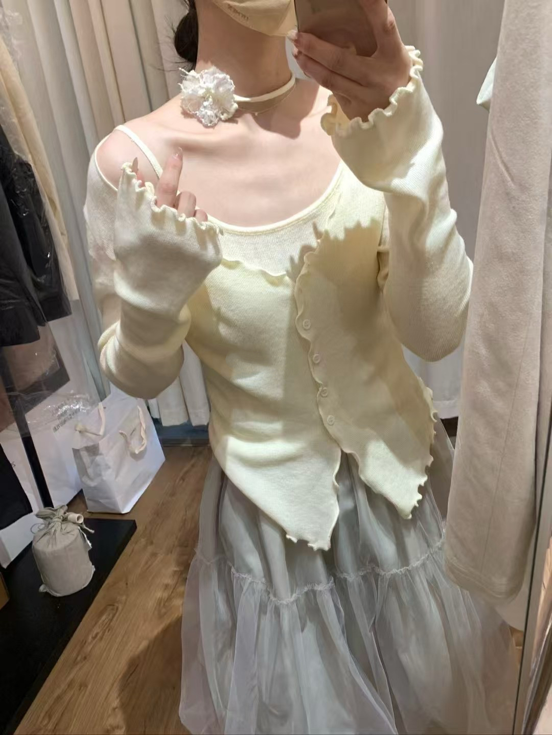 純欲帶花飄帶！針織假兩件9