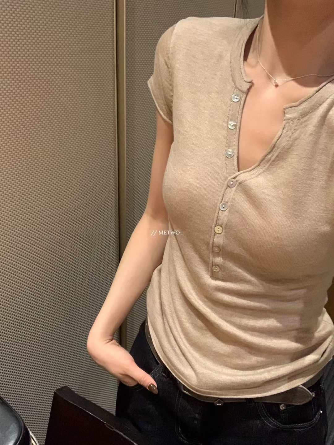 紙片人5色紐扣針織17