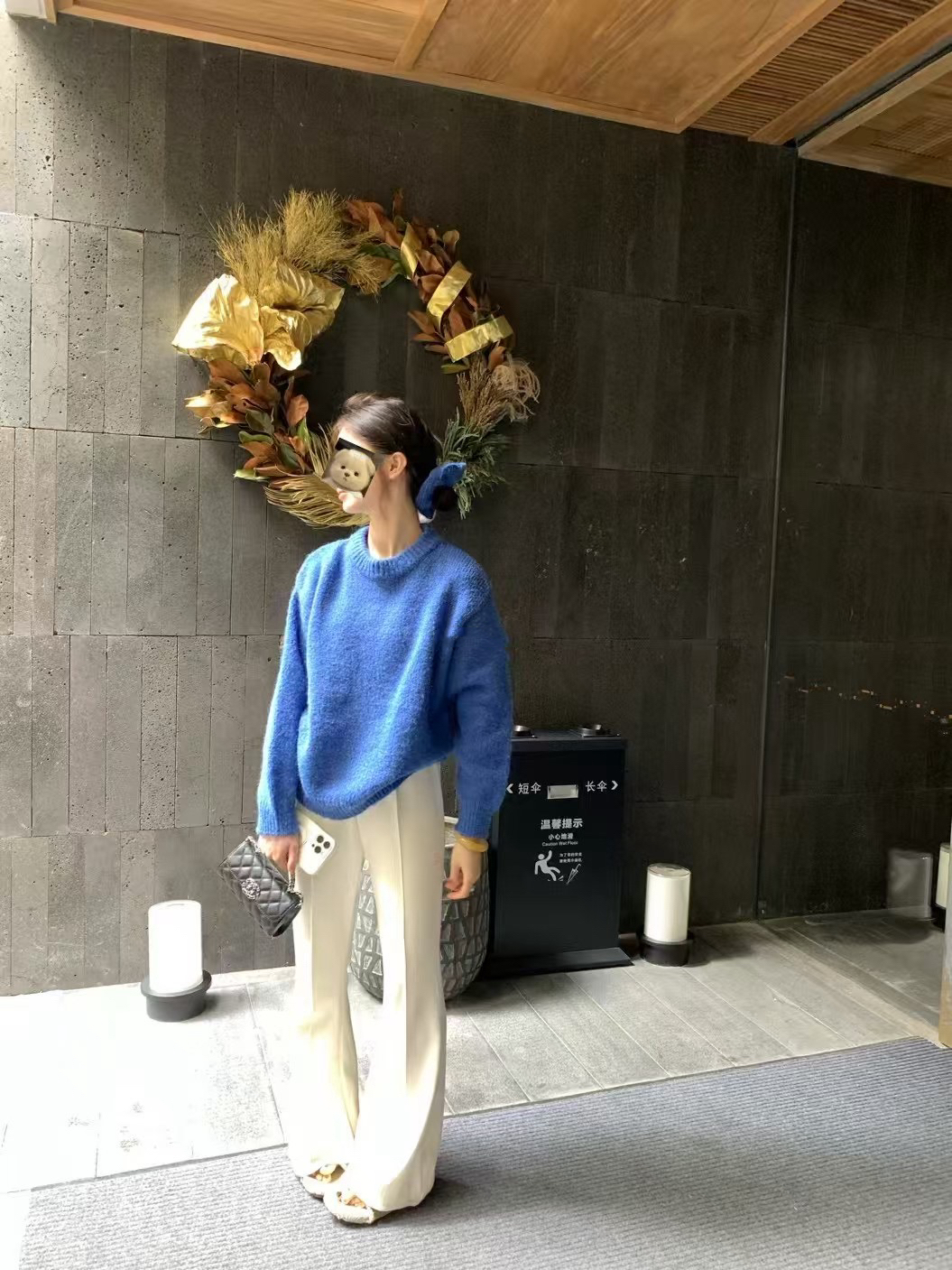 帶髮圈三色毛衣12