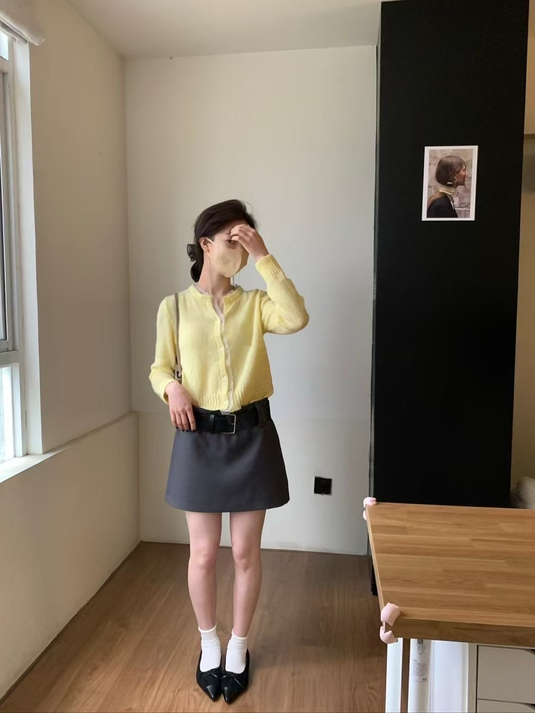 拼紗毛織開衫13