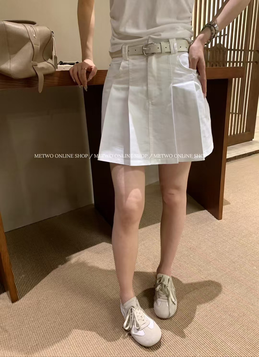 百褶水洗棉短裙17