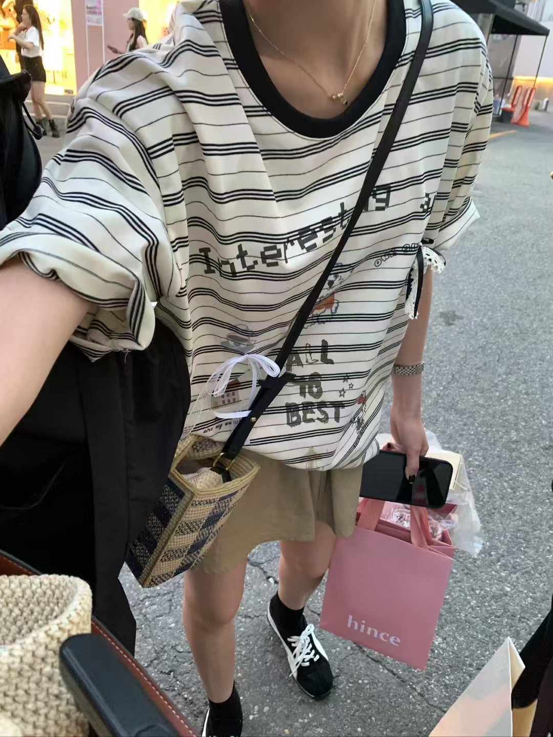 大版塗鴉條紋tee3