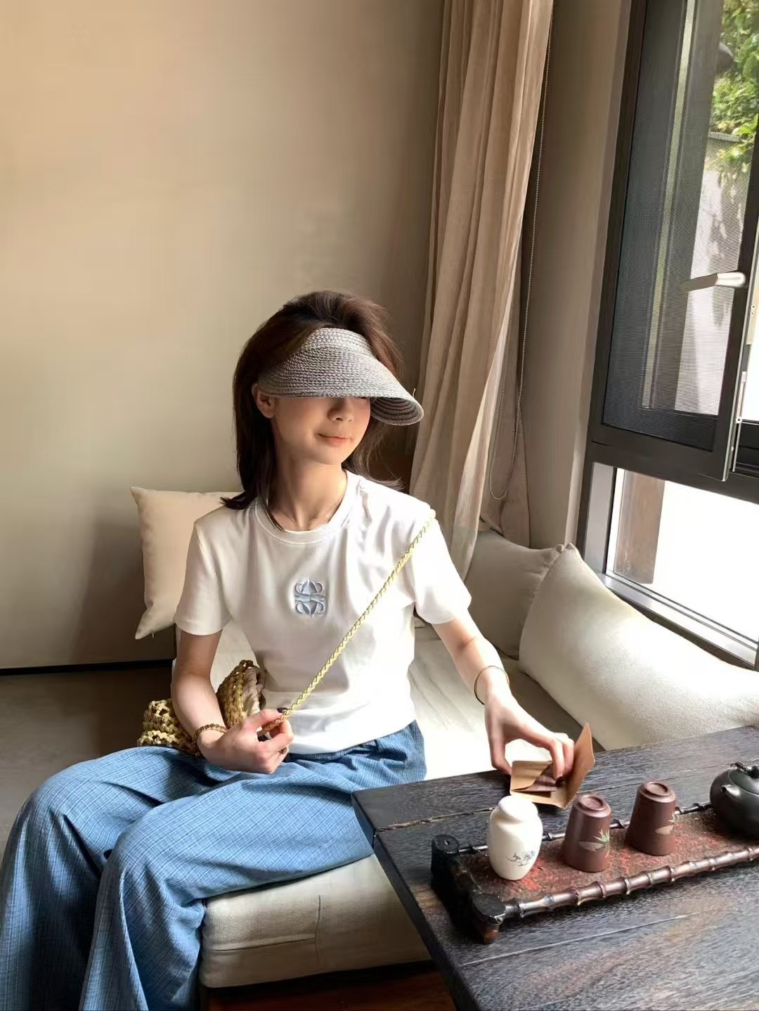 牛仔棉闊腿褲12