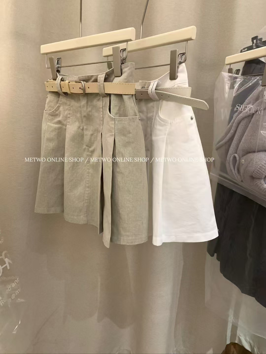 百褶水洗棉短裙8