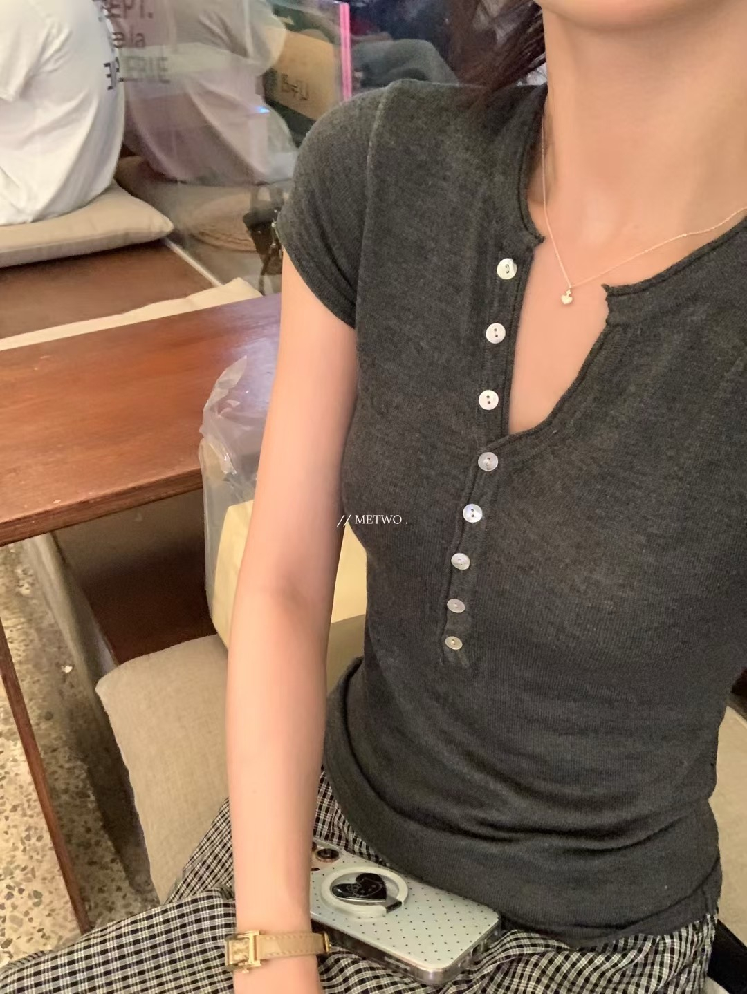 紙片人5色紐扣針織9