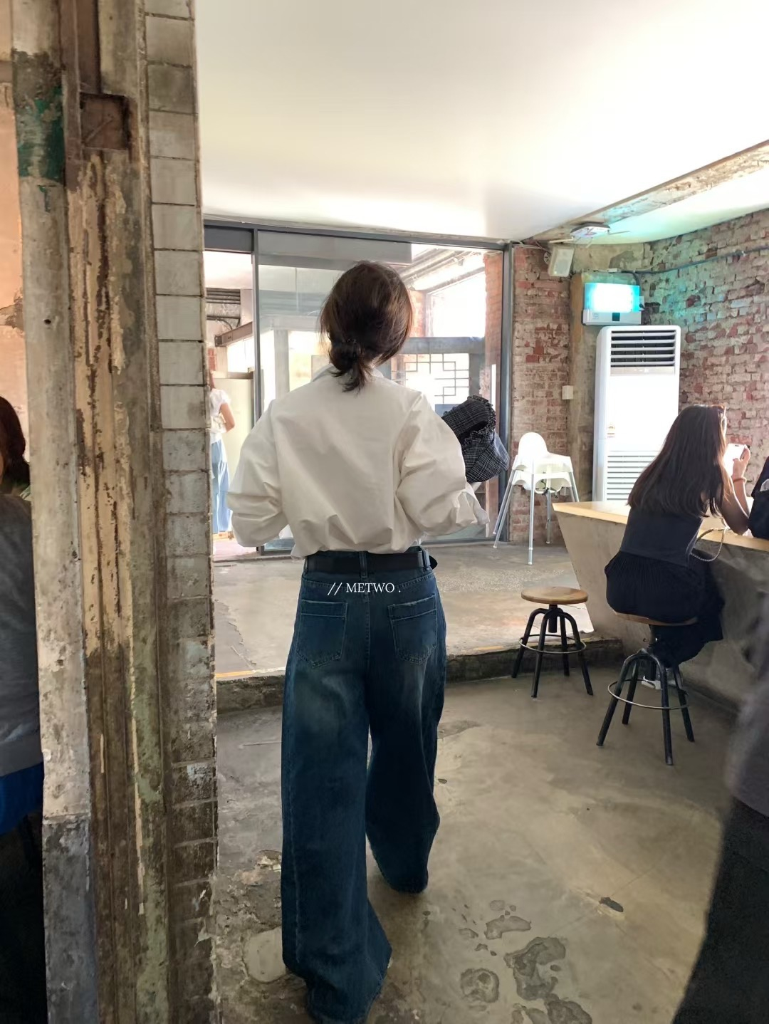 藍闊腿牛仔褲（配腰帶）5