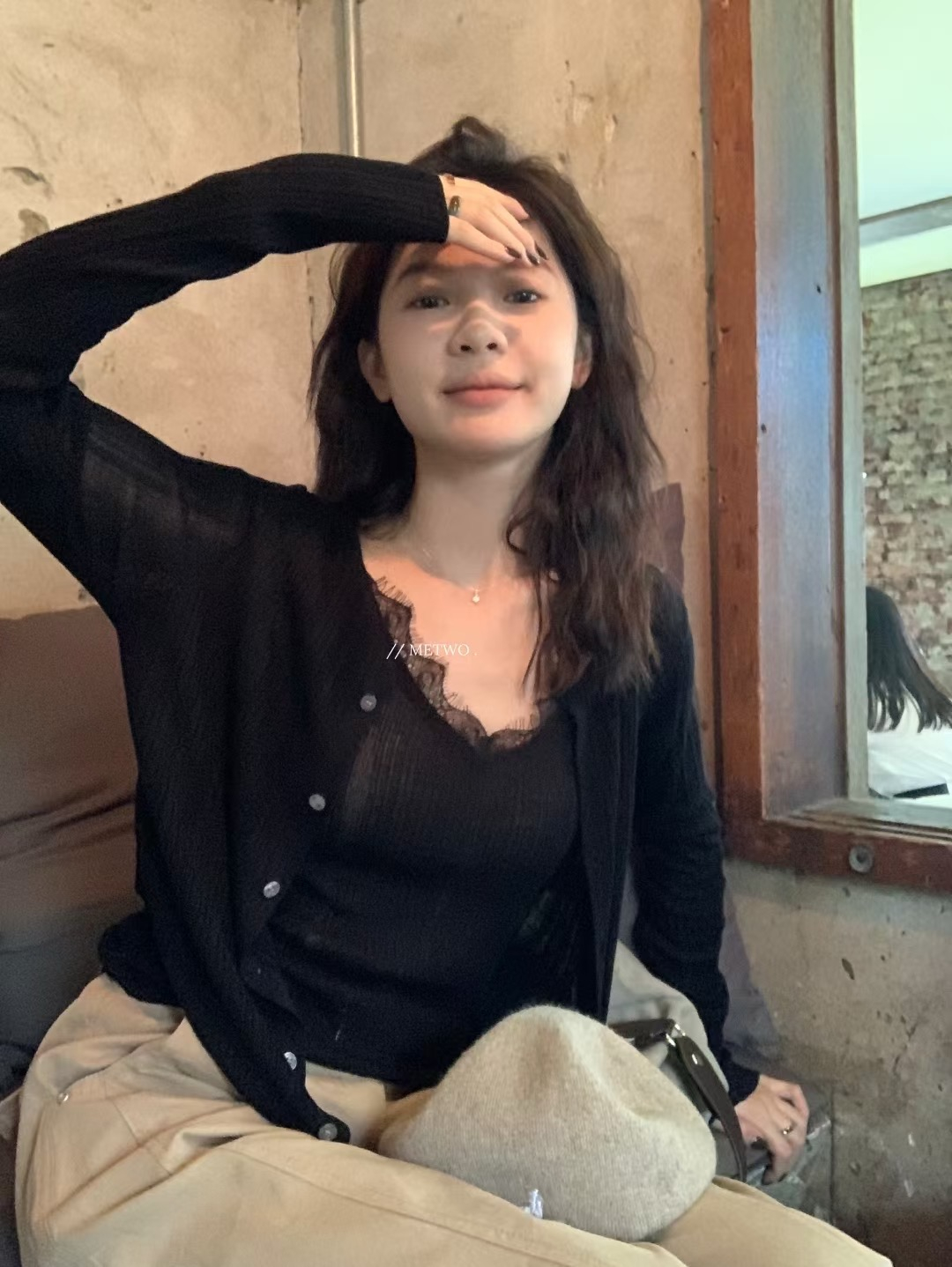 蕾絲針織兩件套1