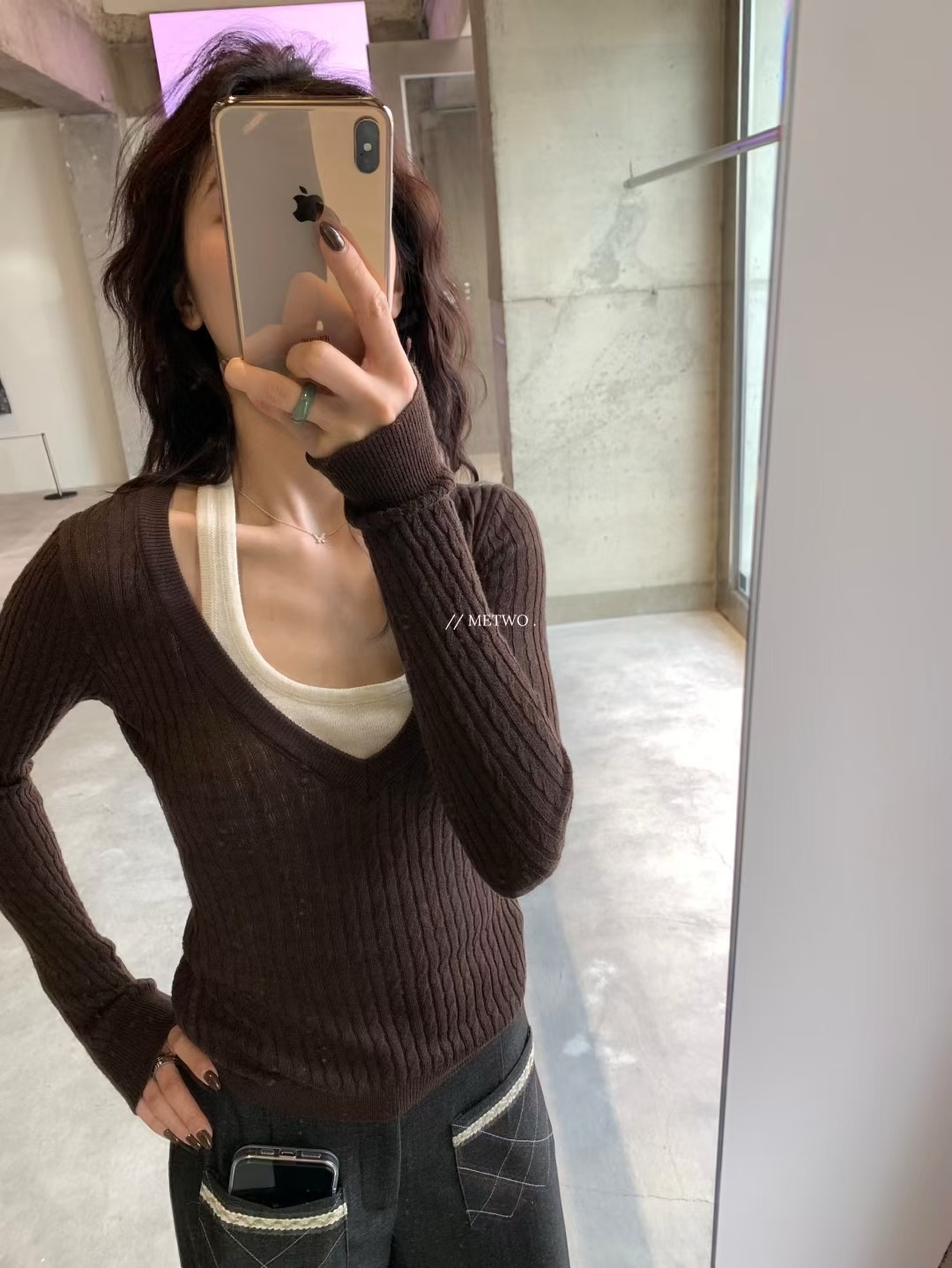 掛脖純欲針織兩件套5