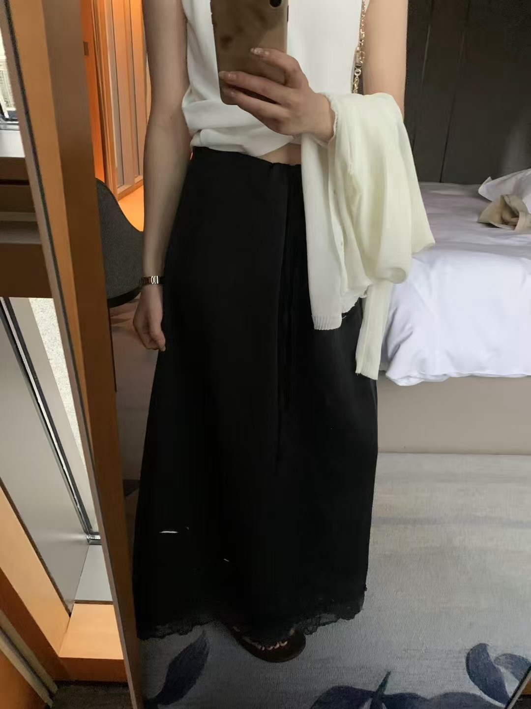 蕾絲緞面半裙16