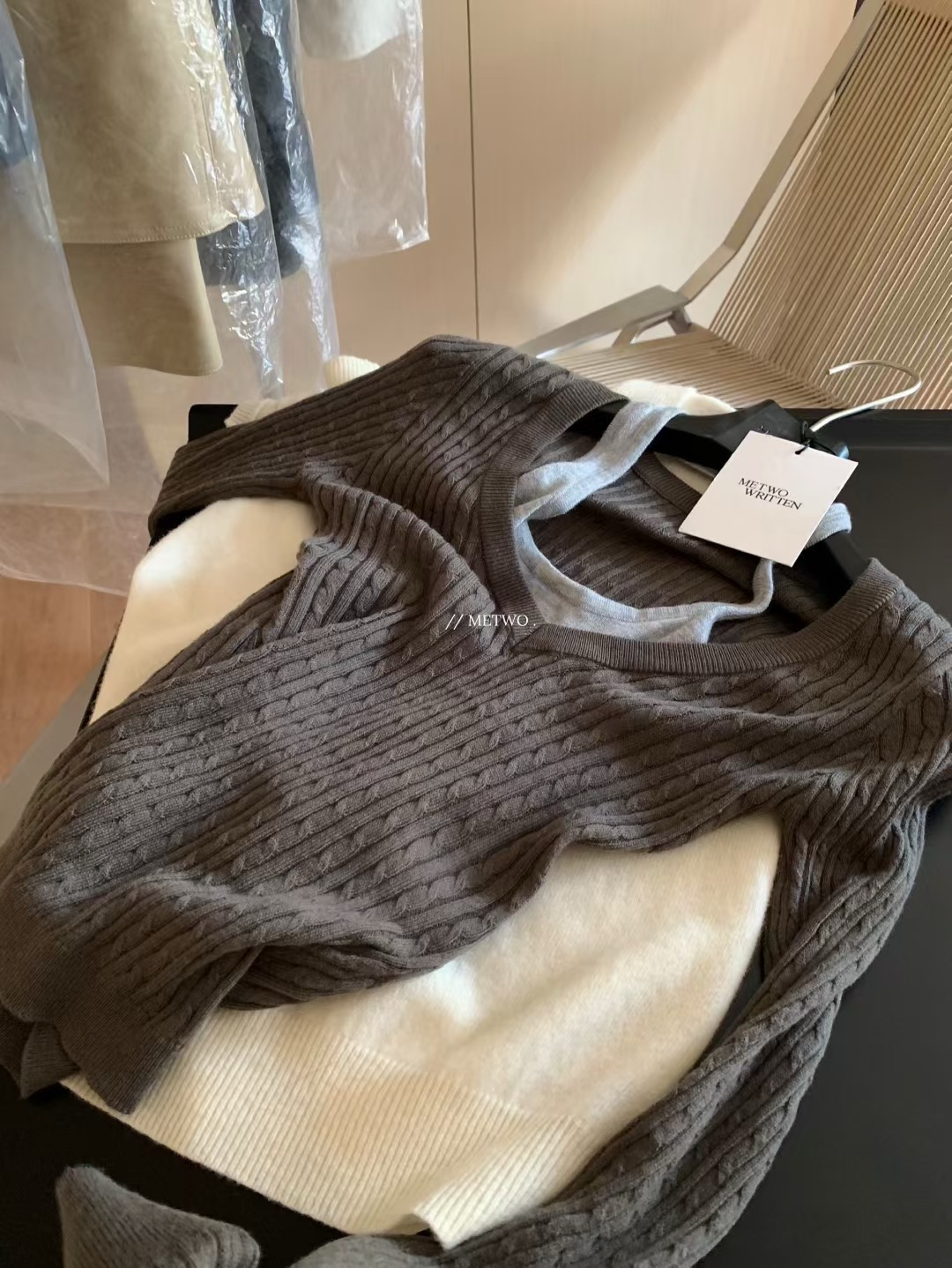 掛脖純欲針織兩件套18