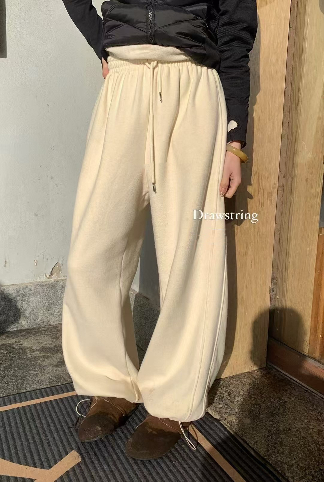 秋冬兩穿法“抽繩加絨褲”1