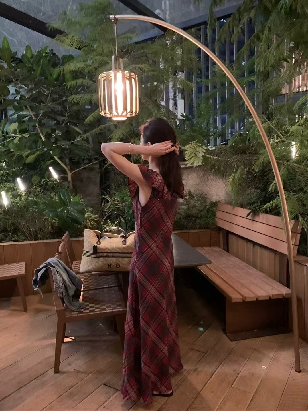 度假格子連衣裙2