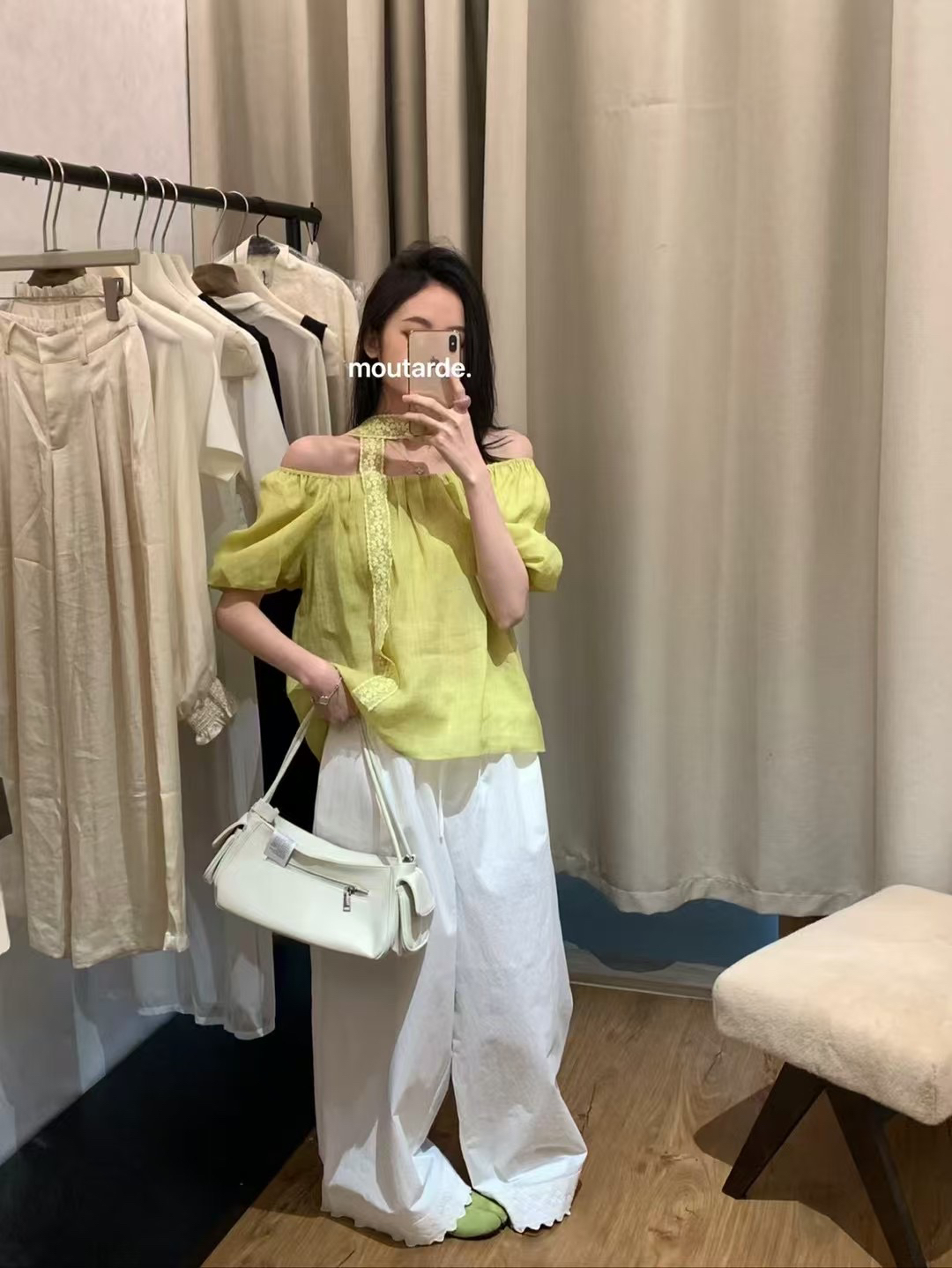 100%亞麻！配飄帶絲巾上衣3