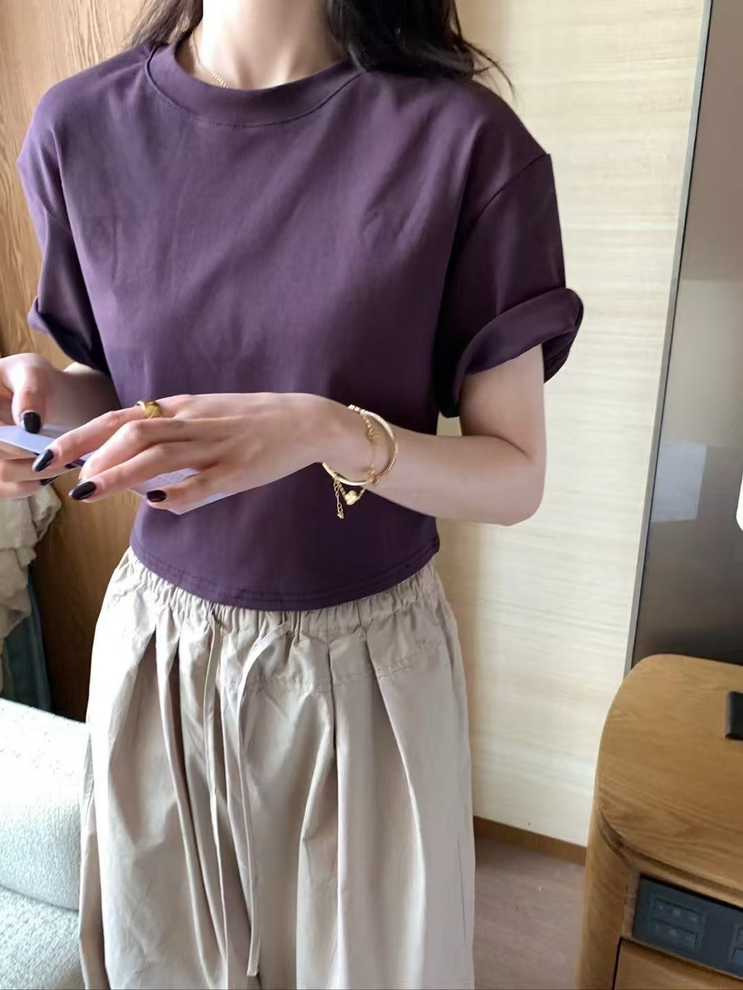 正肩100%純棉短tee16