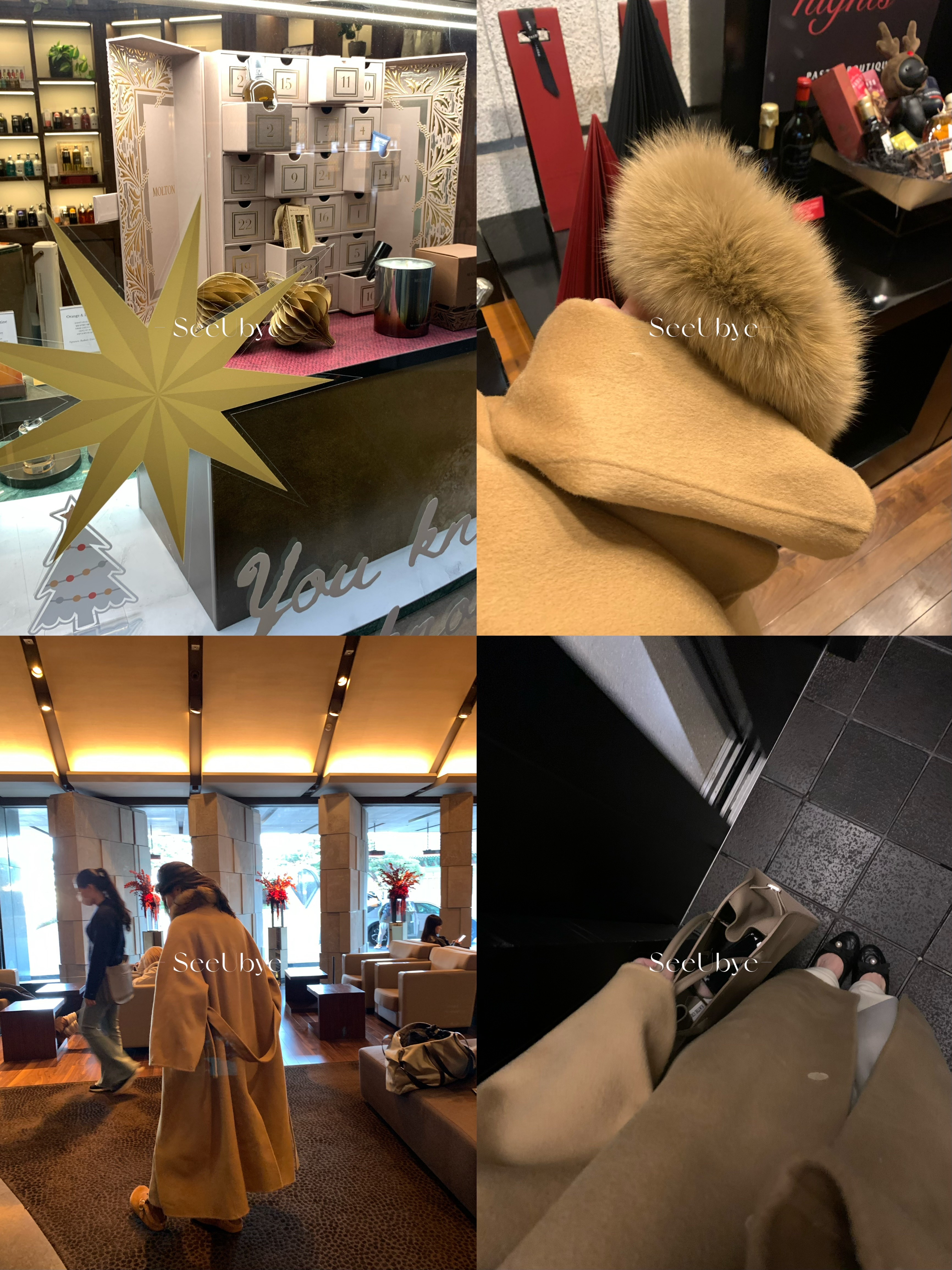 黑標｜帶真狐狸毛湘葉黃雙面手工羊絨大衣9