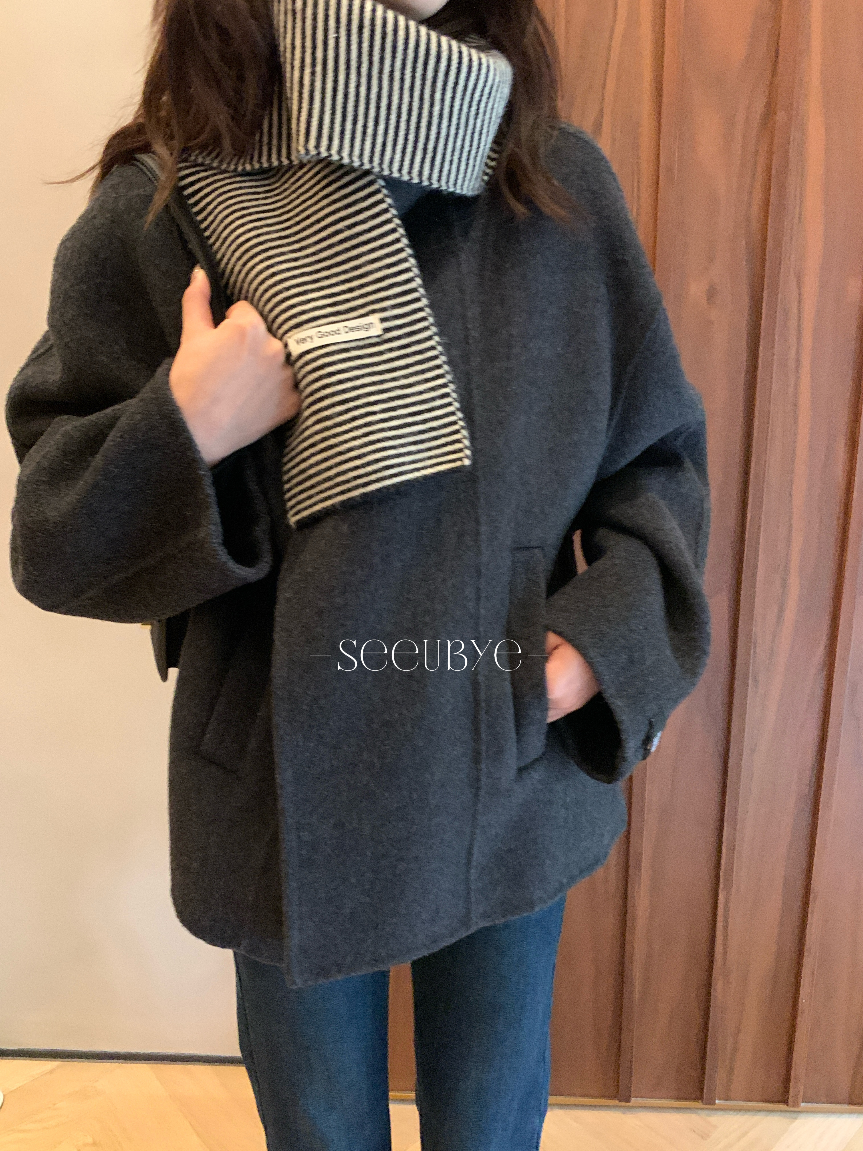 韓代條紋圍巾1