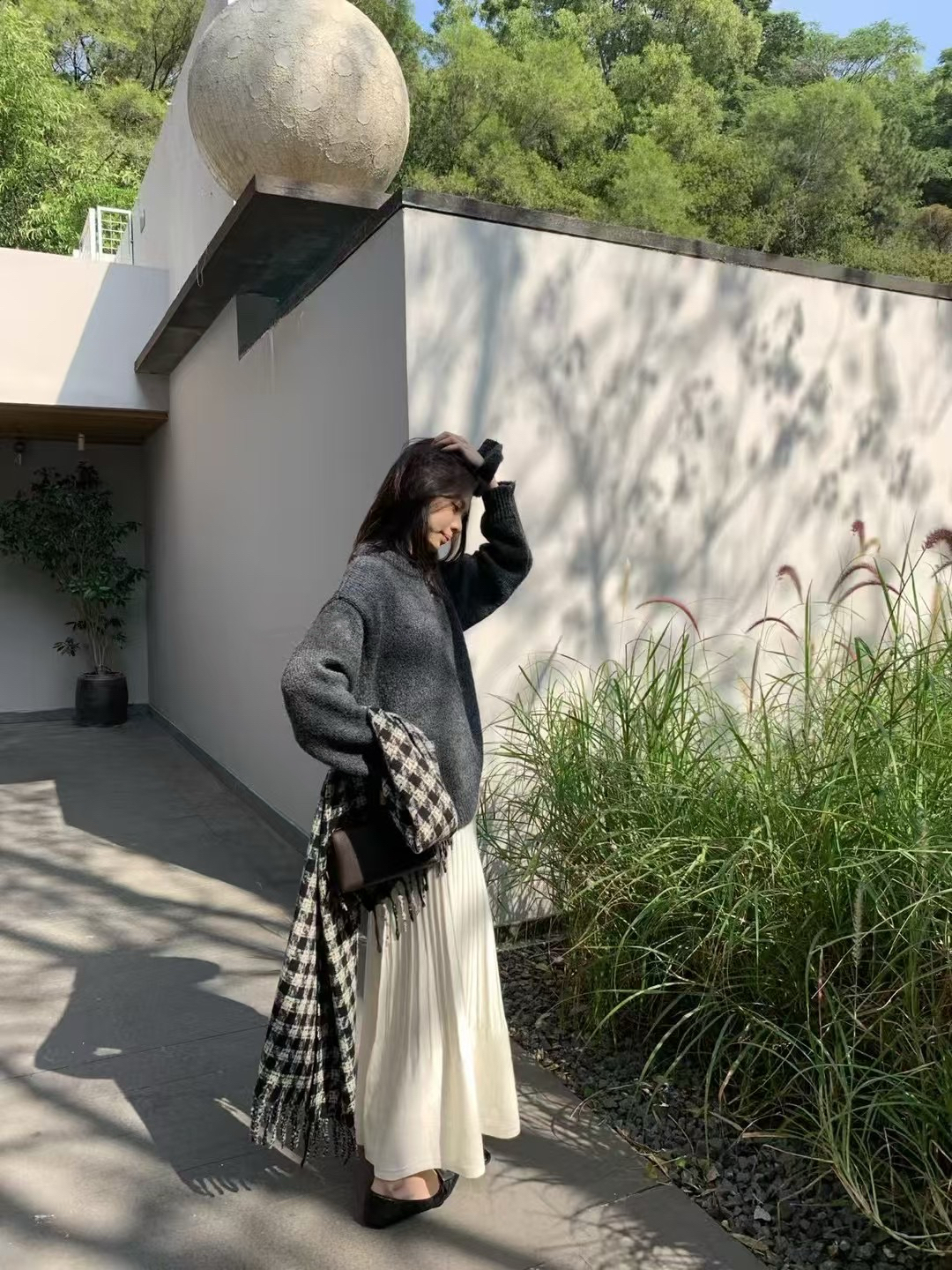 帶髮圈三色毛衣22