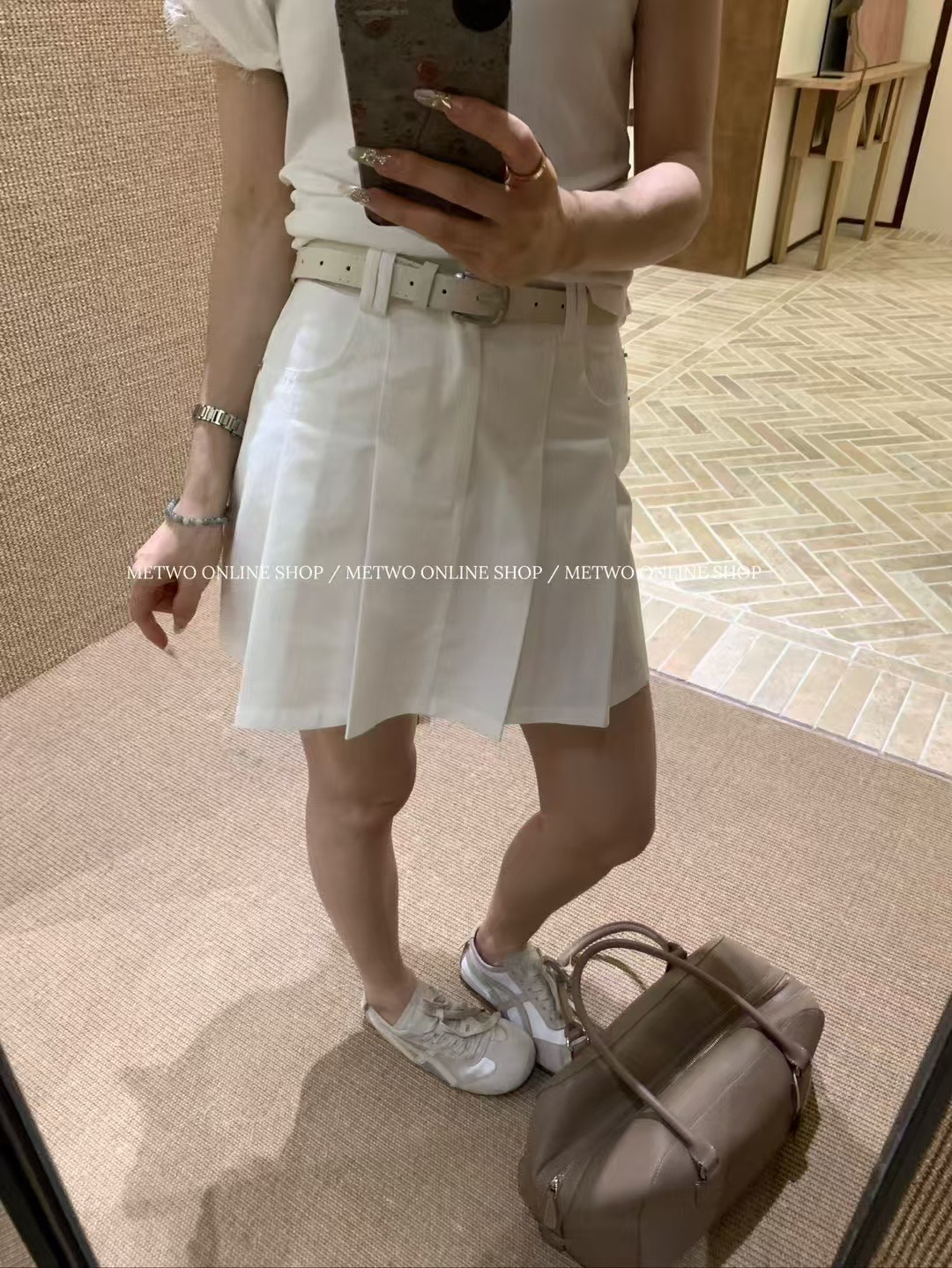 百褶水洗棉短裙18