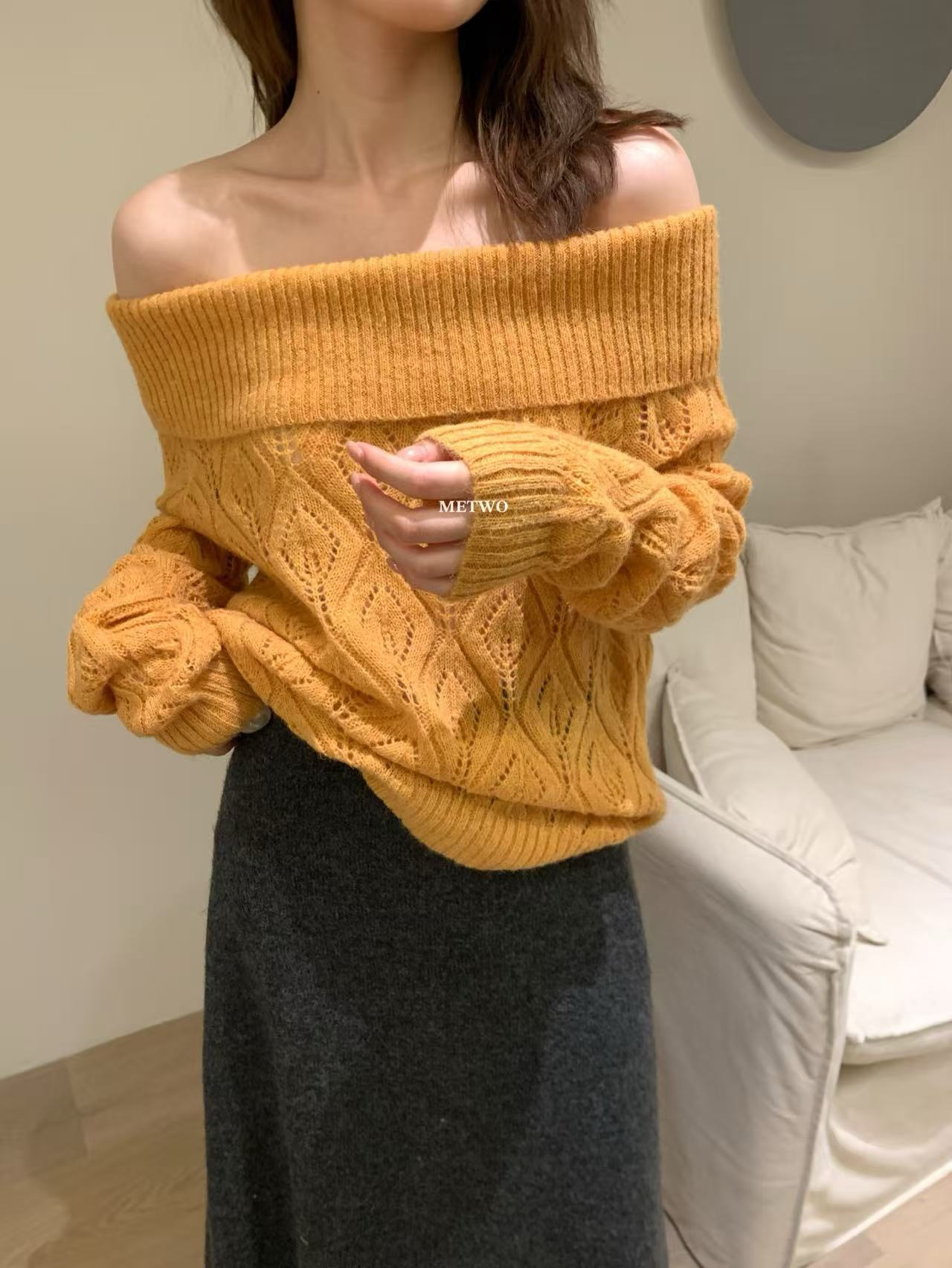 一字肩毛衣17