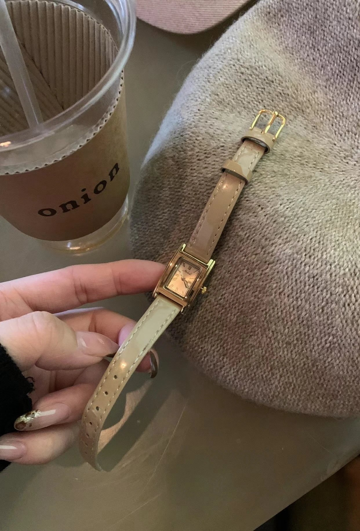 小羊皮奶茶色手錶1