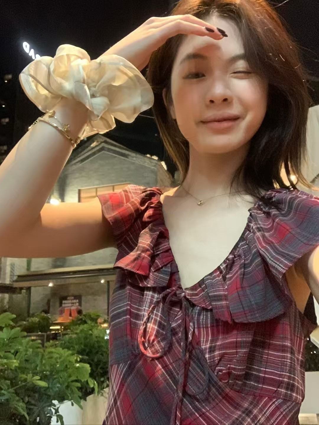 度假格子連衣裙3