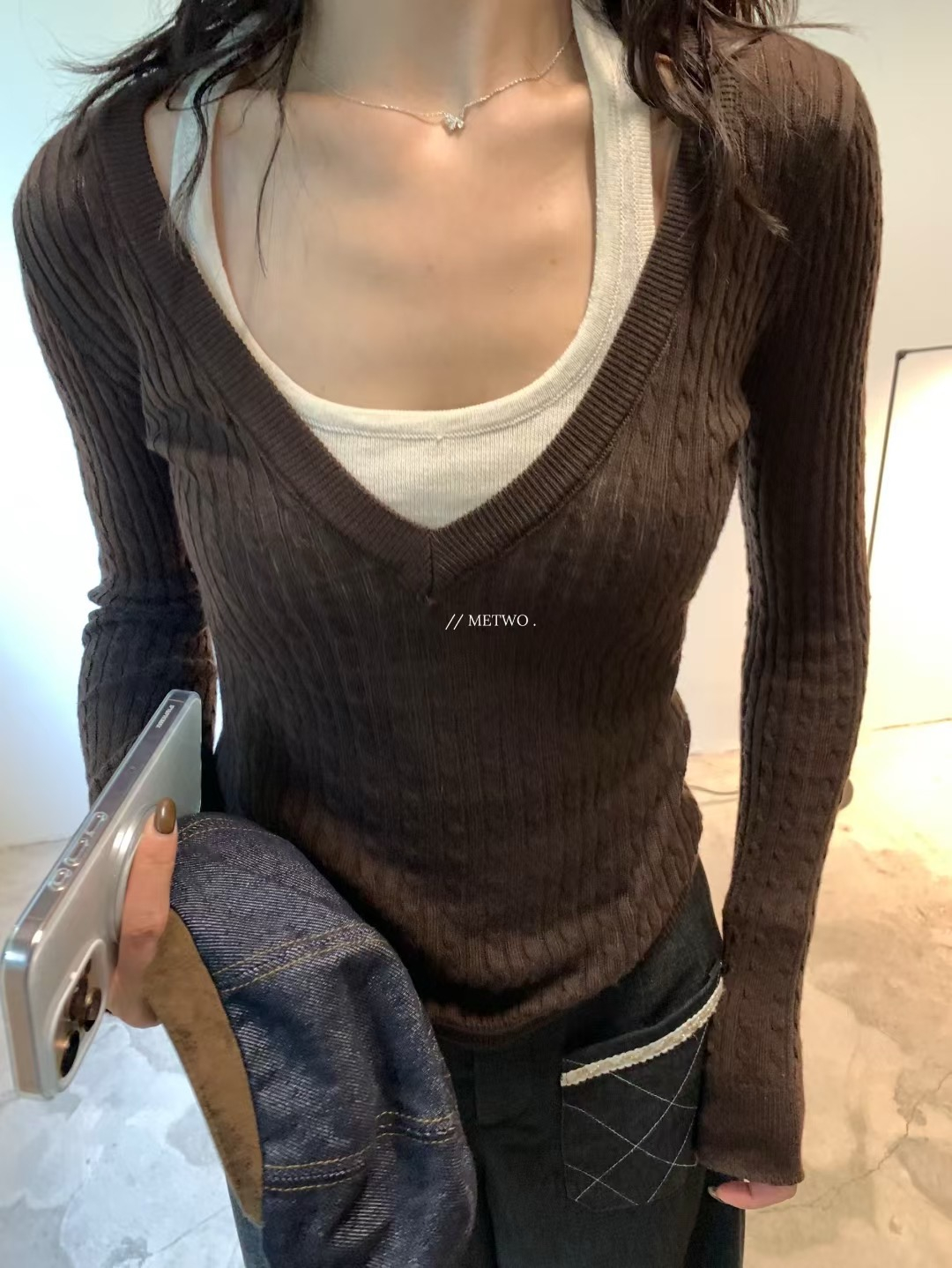 掛脖純欲針織兩件套2