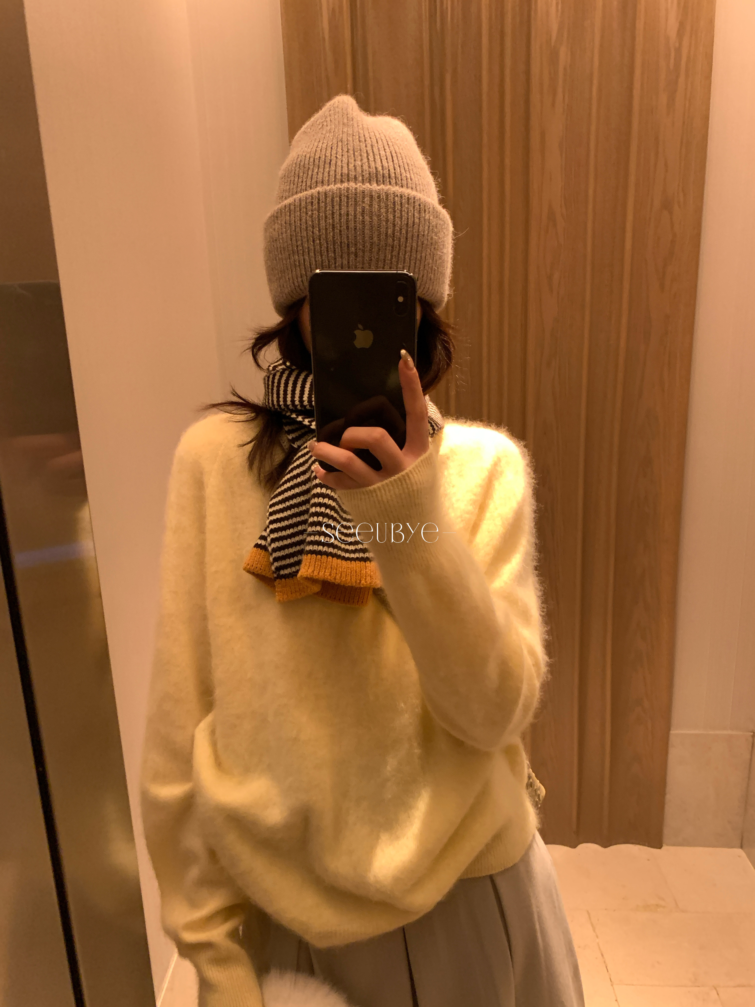 Knittibg wool條紋圍巾4