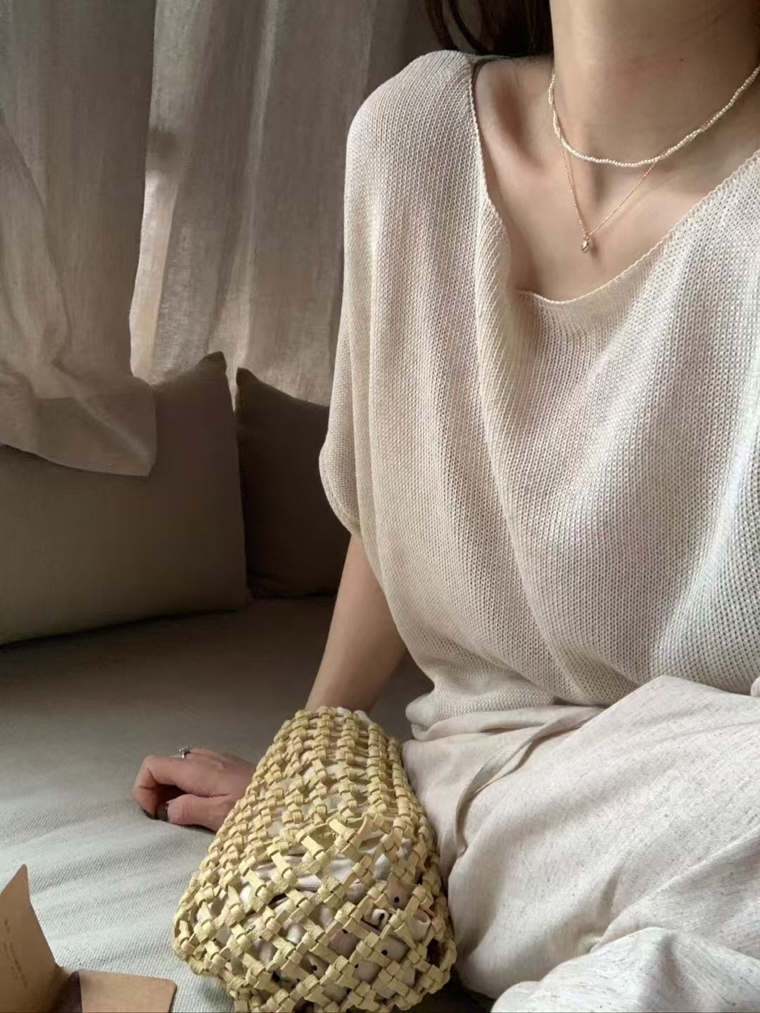 蝙蝠袖苧麻針織衫5