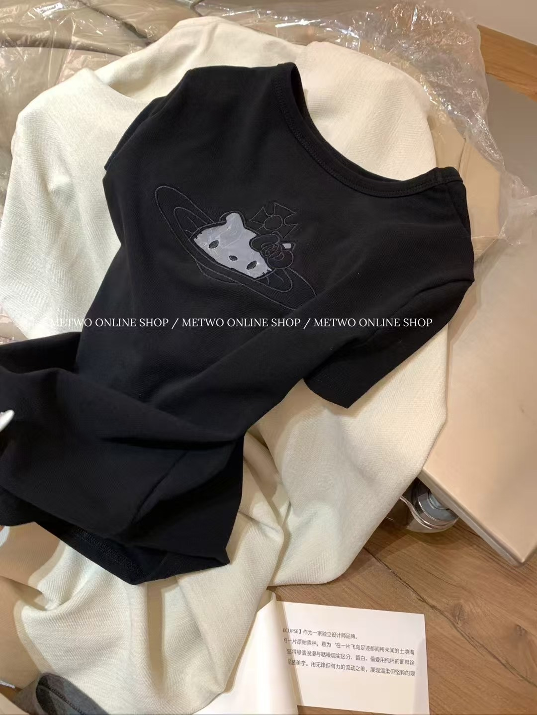 kitty網紗刺繡tee19