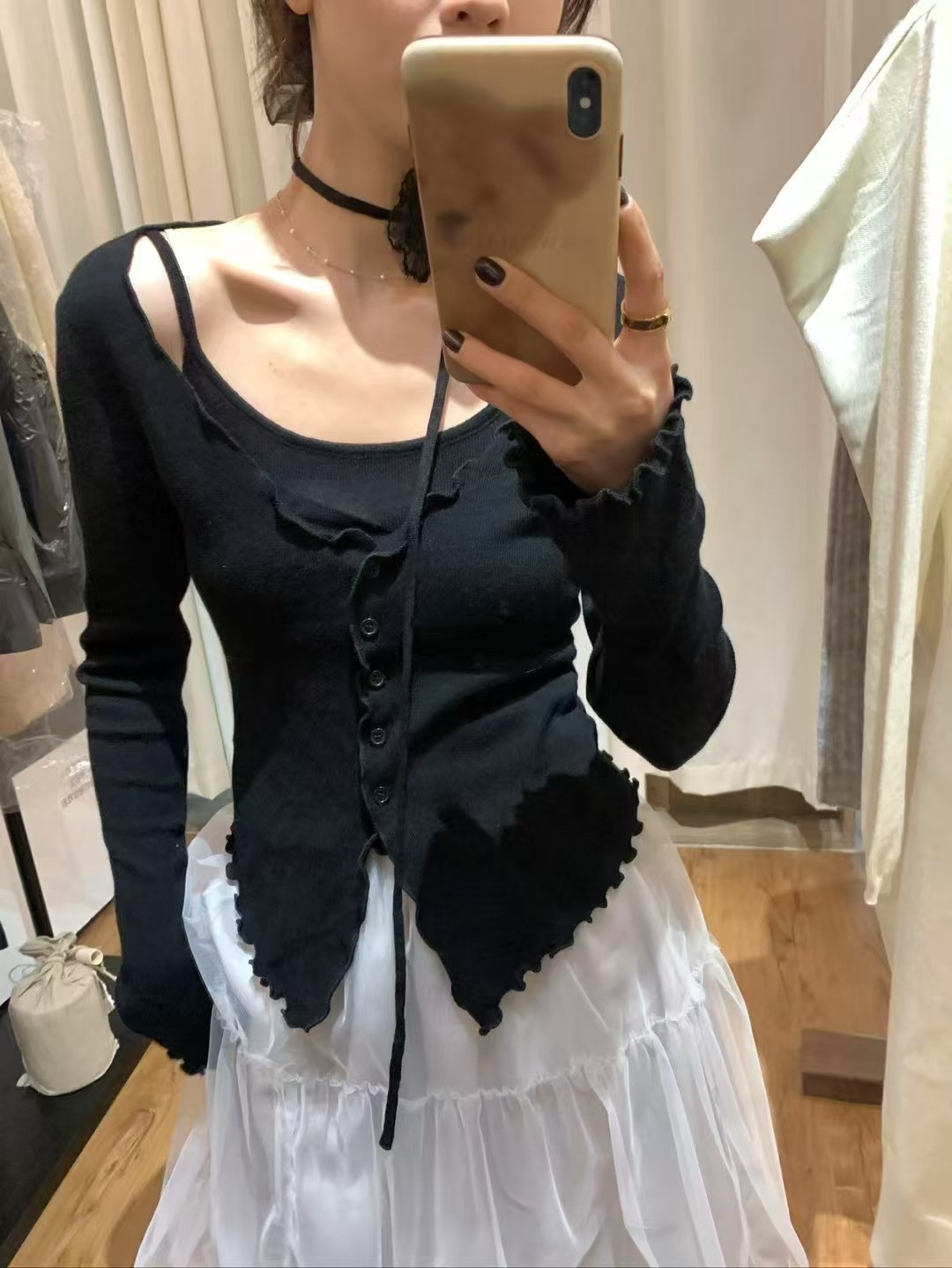 純欲帶花飄帶！針織假兩件16