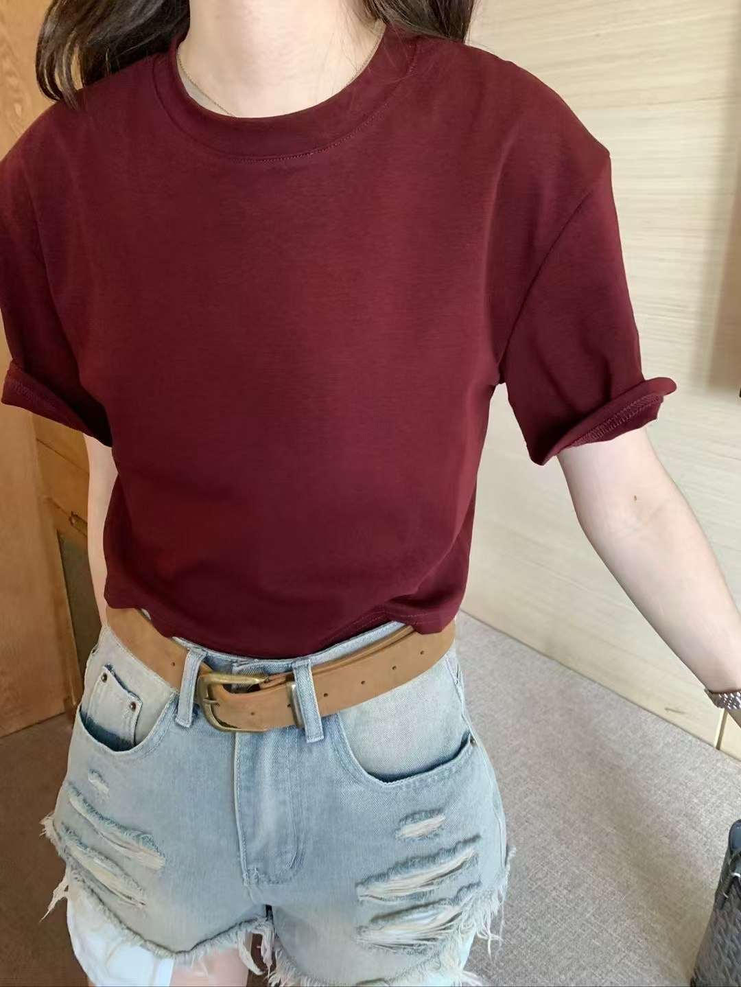 正肩100%純棉短tee22