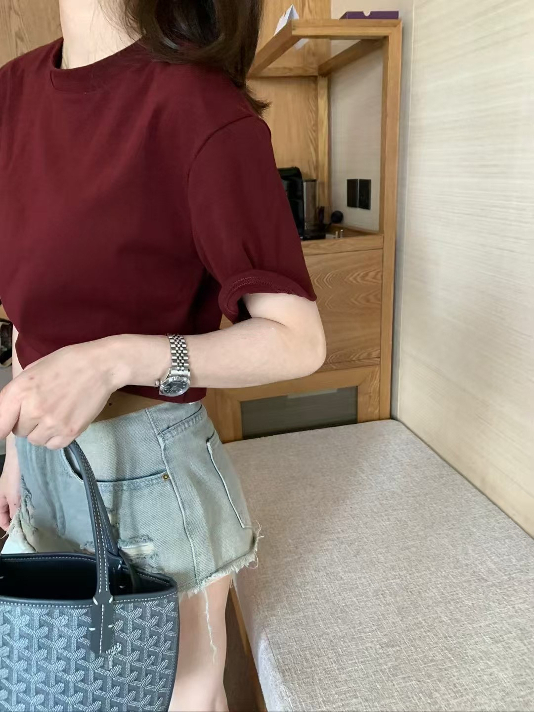 正肩100%純棉短tee21