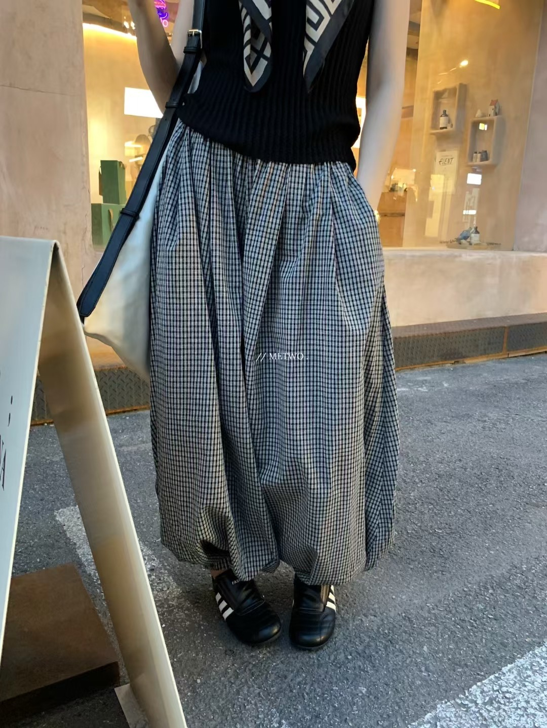 格子燈籠褲3