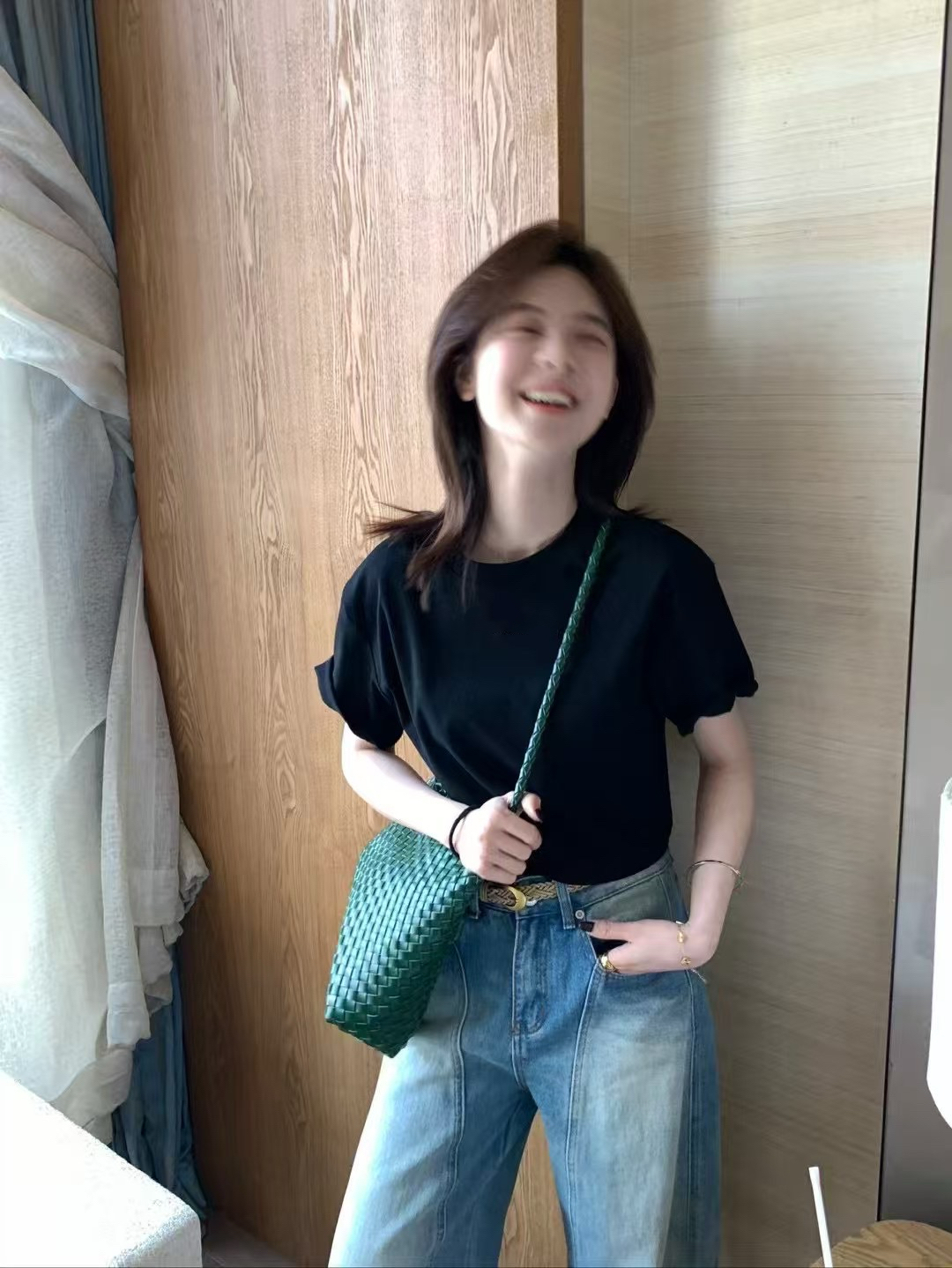 正肩100%純棉短tee23