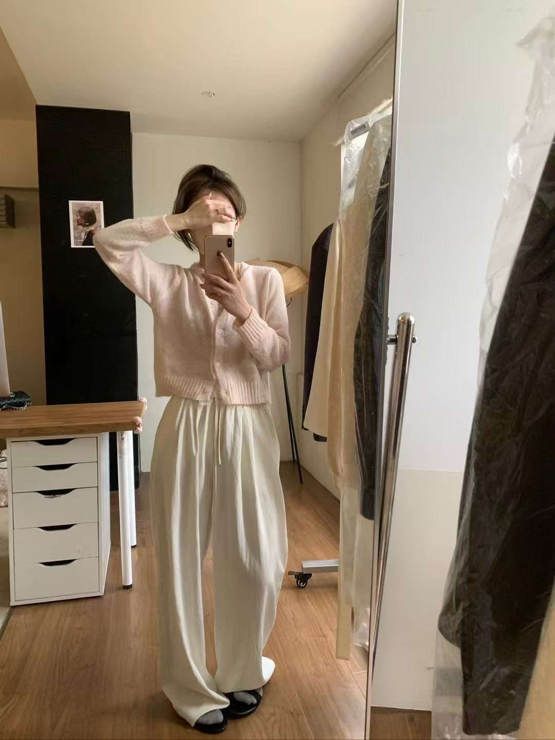 拼紗毛織開衫24