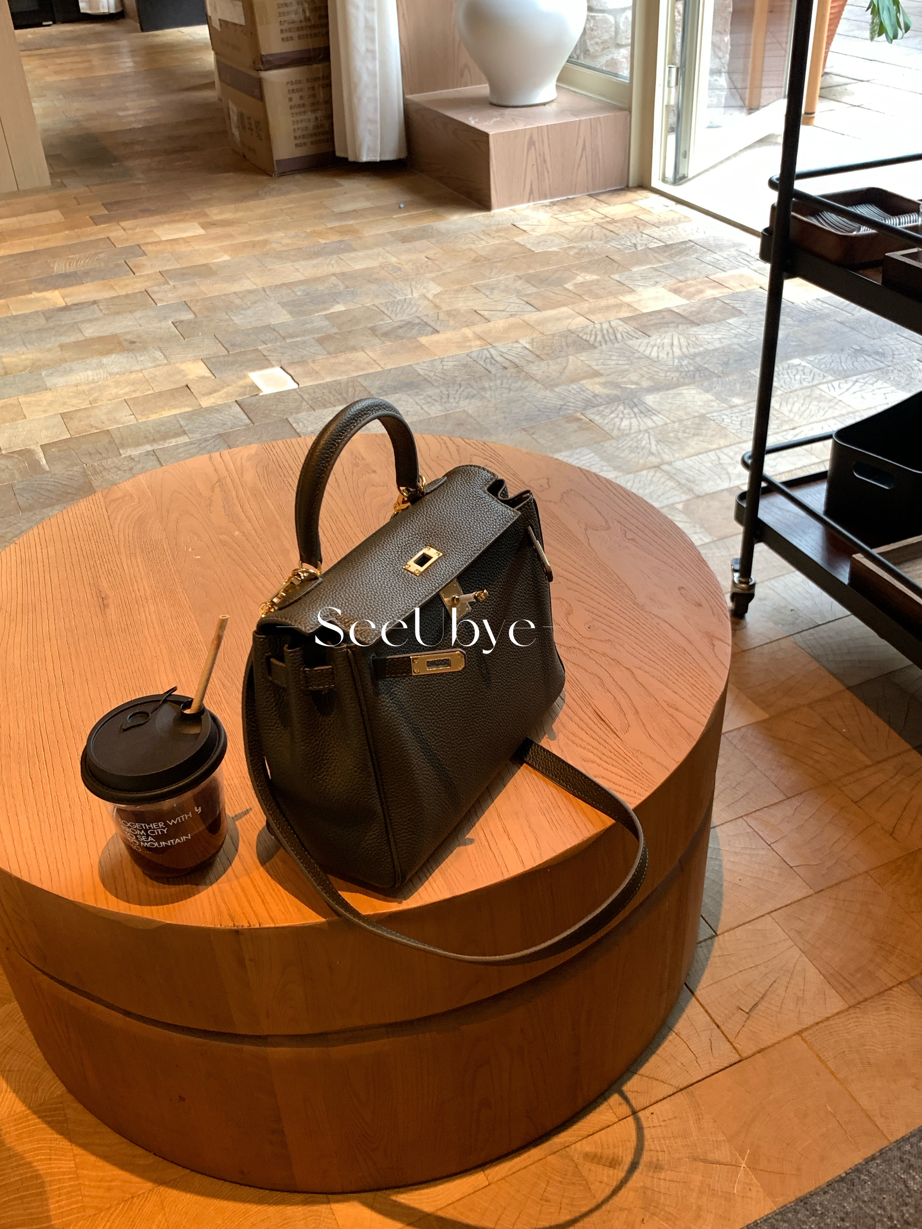 🫒橄欖綠牛皮kelly配跨肩帶5